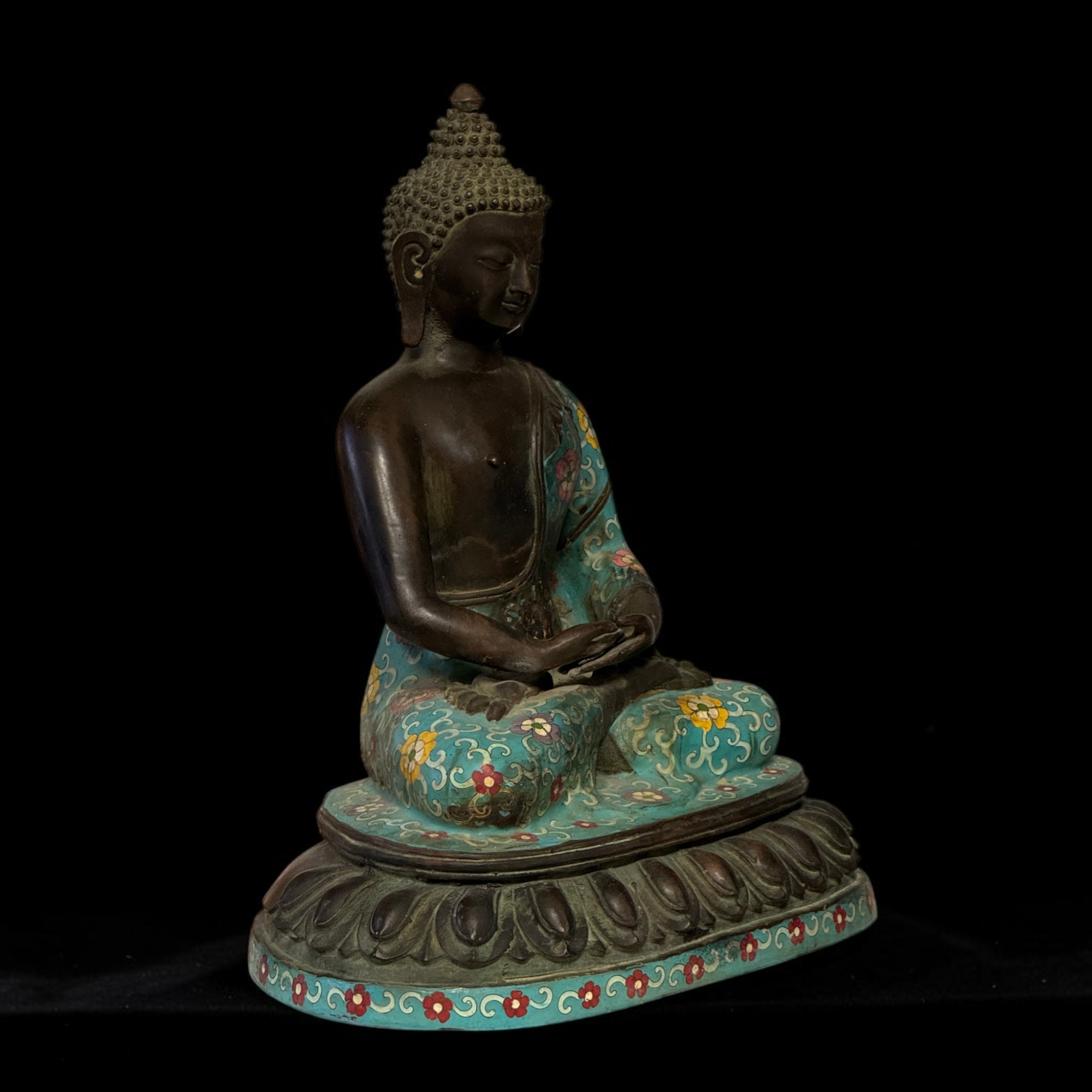 Buddha Figur Bronze China Cloisonne Skulptur 40 cm groß