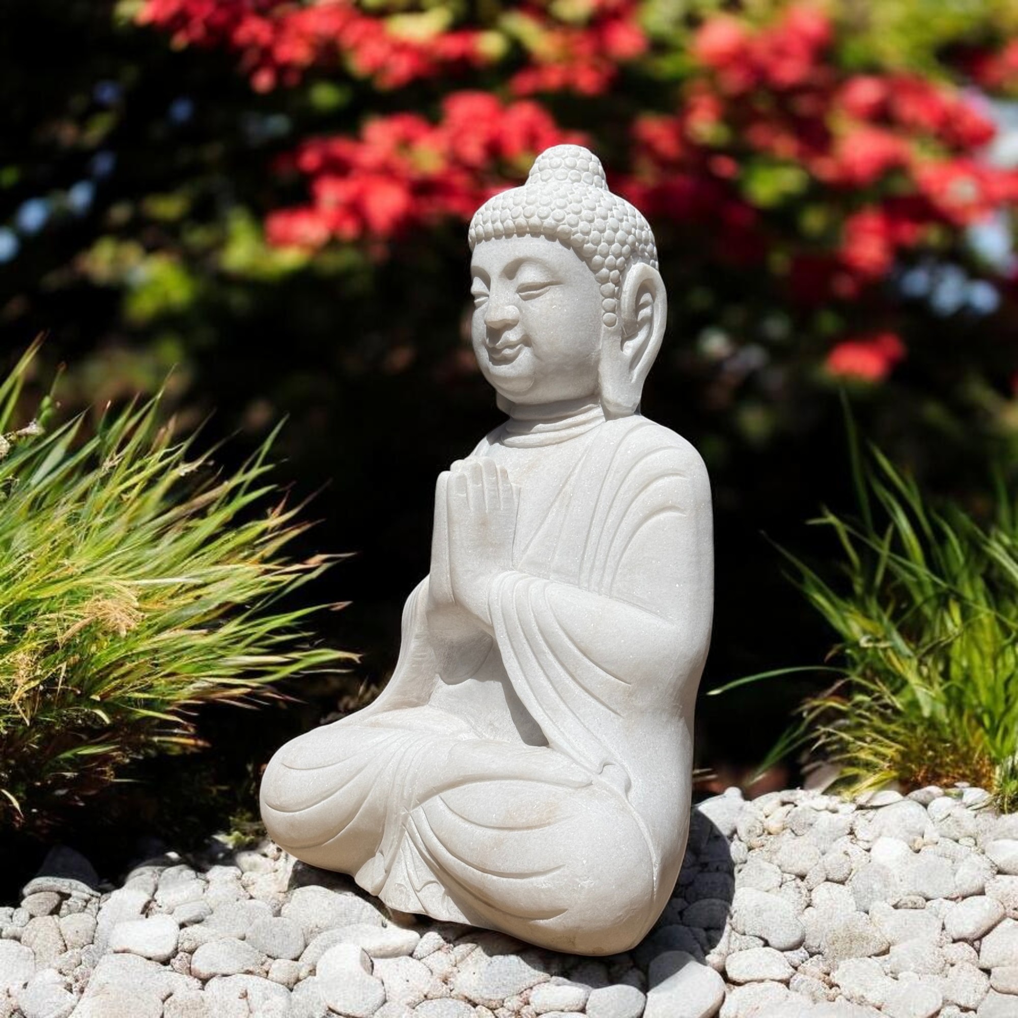 Garten Buddha Statue Marmor Stein Anjali Mudra