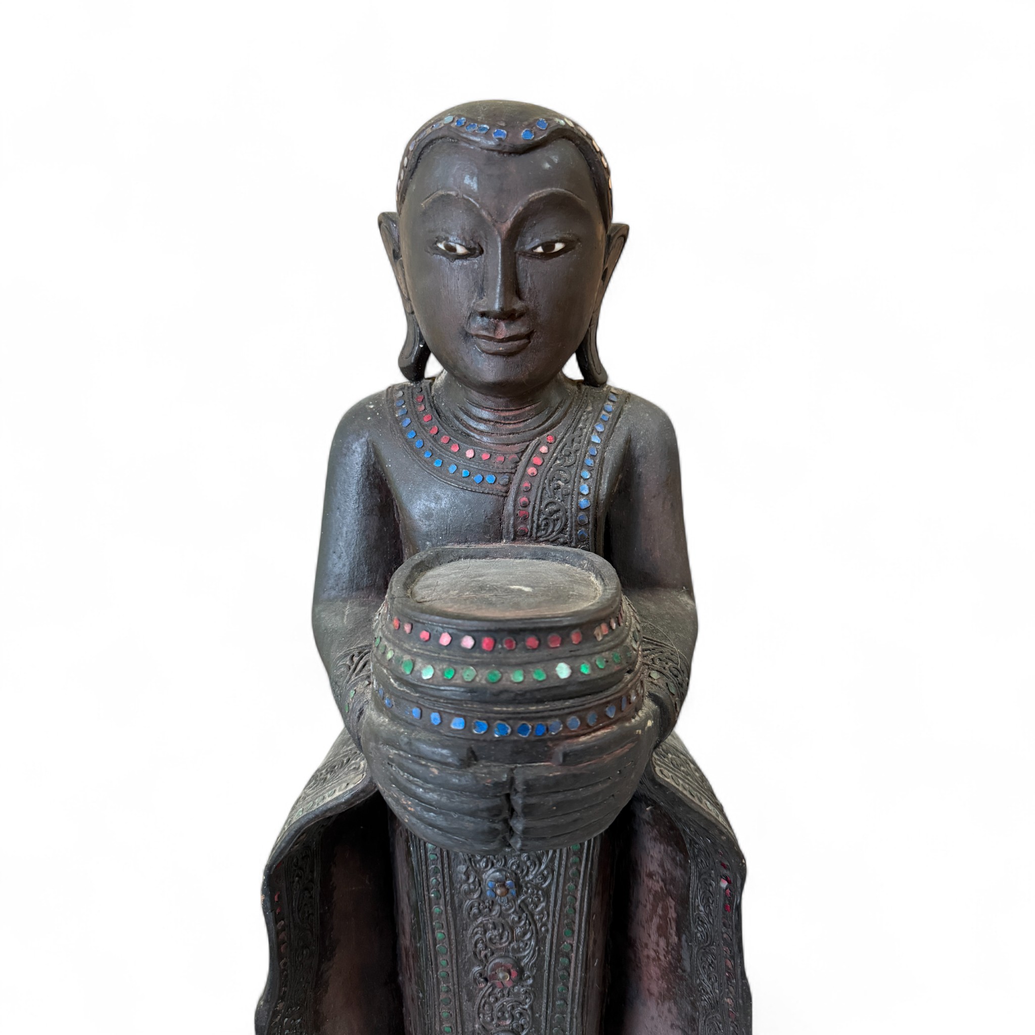 Burmesischer Bettelmönch aus Teak Holz