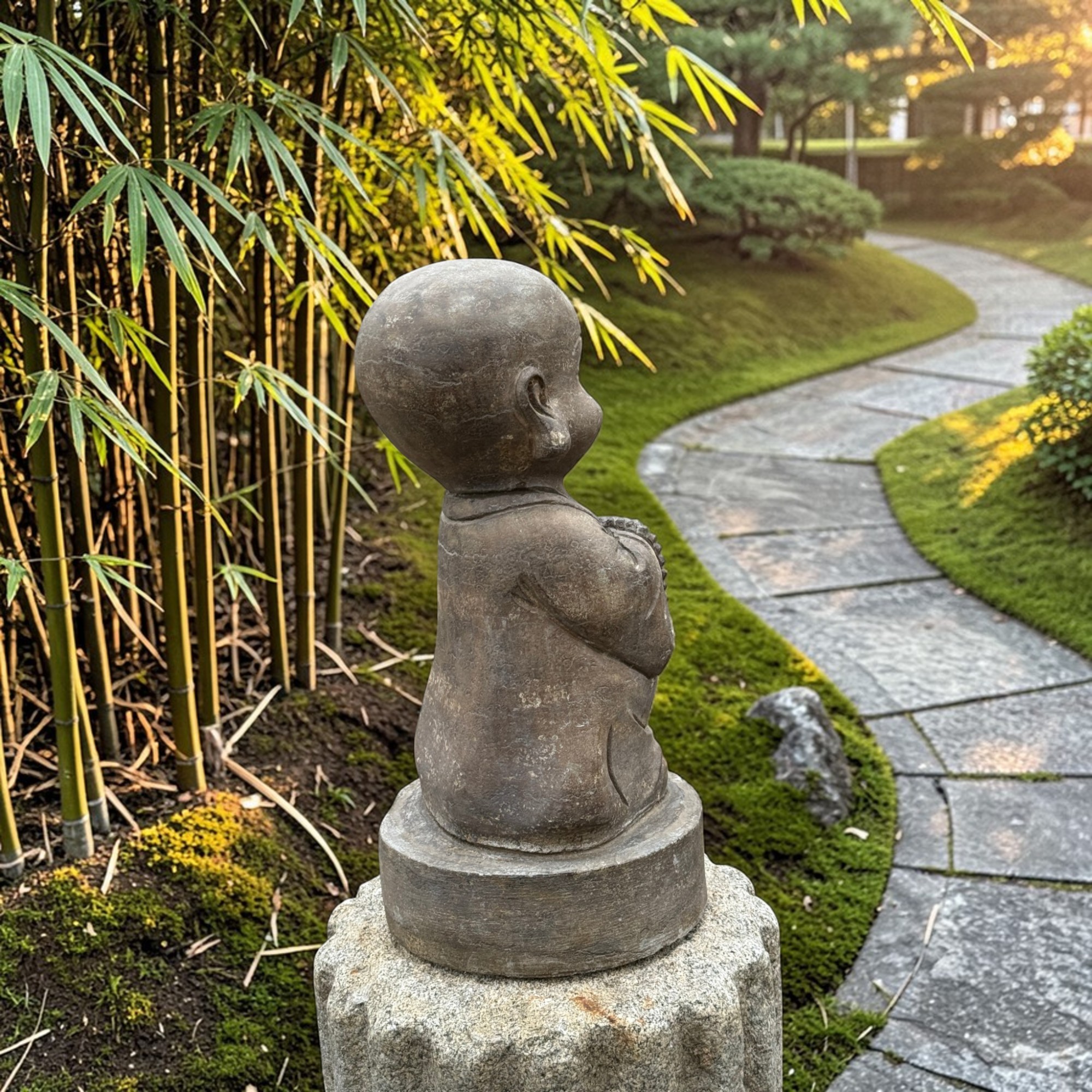 Garten Mönch Skulptur aus Naturstein - China - 39 cm groß