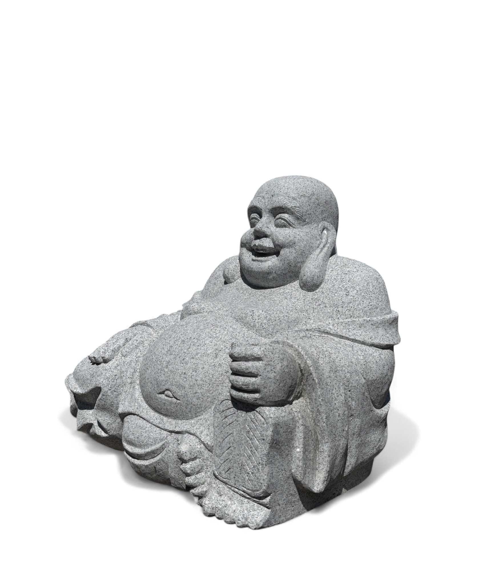 Happy Buddha Granit Stein Statue Garten Skulptur