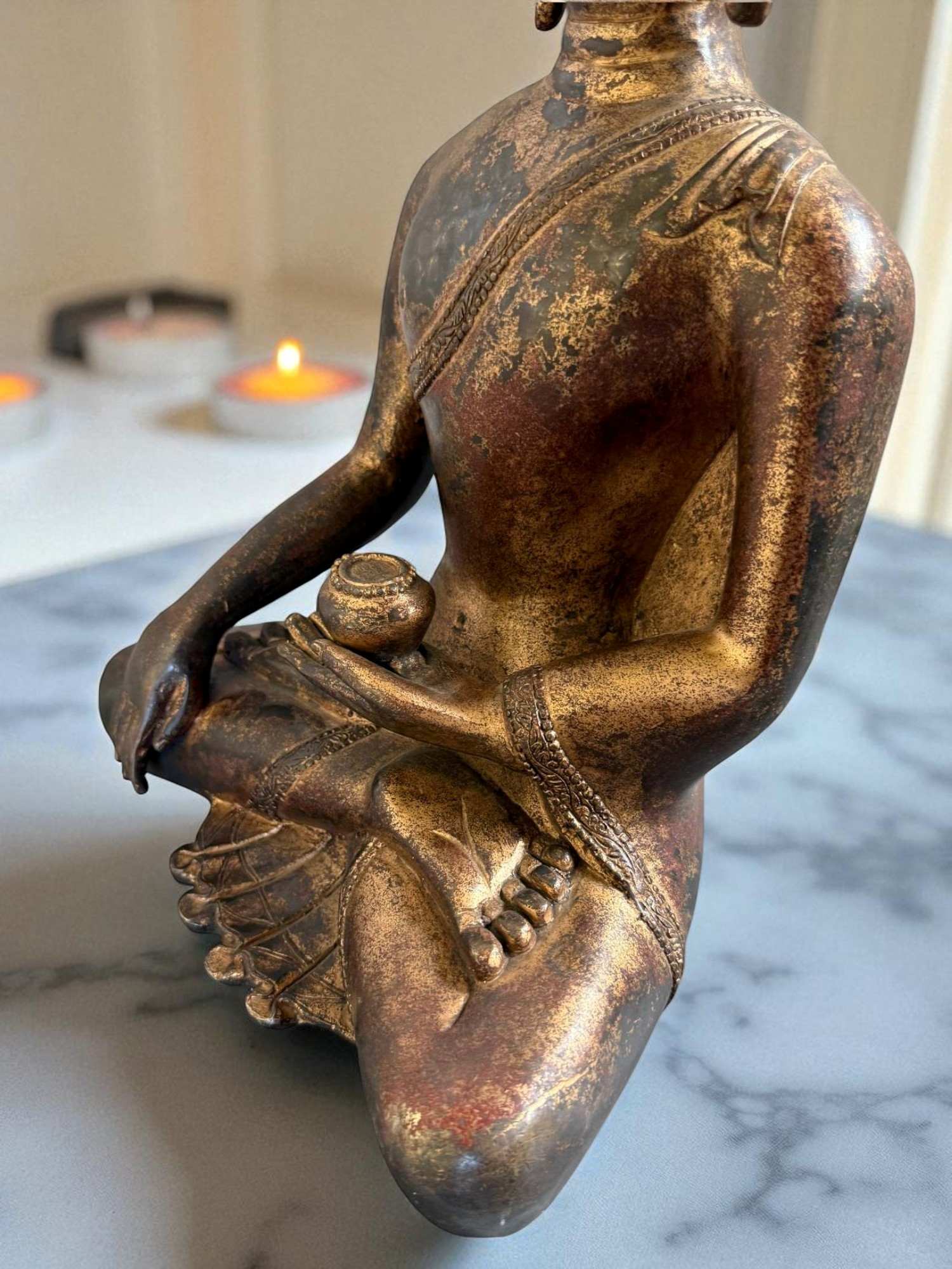 Siddharta Gautama Bronze Buddha Figur 39 cm groß