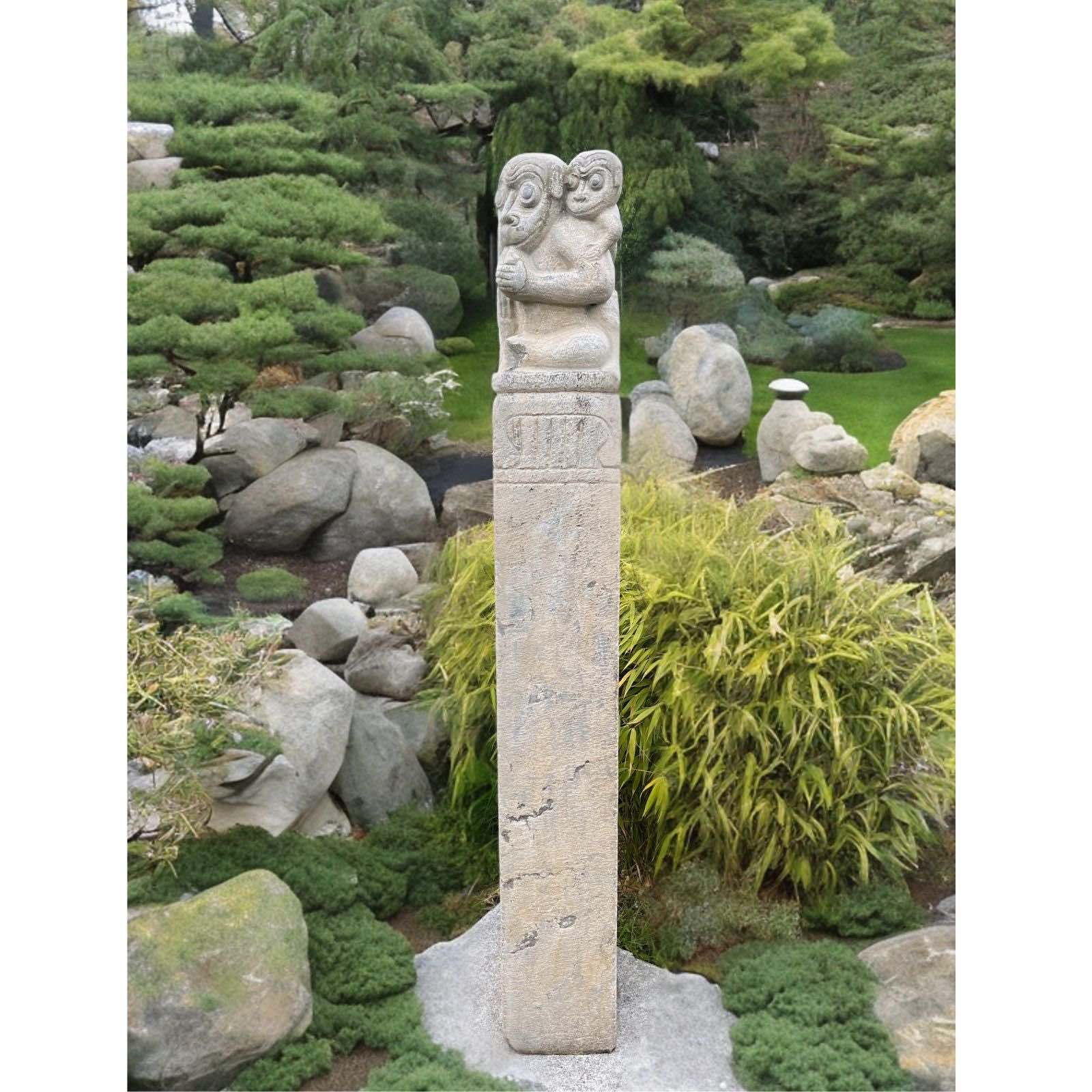Gartenstele Stein Affe chinesisches Horoskop - 150cm groß