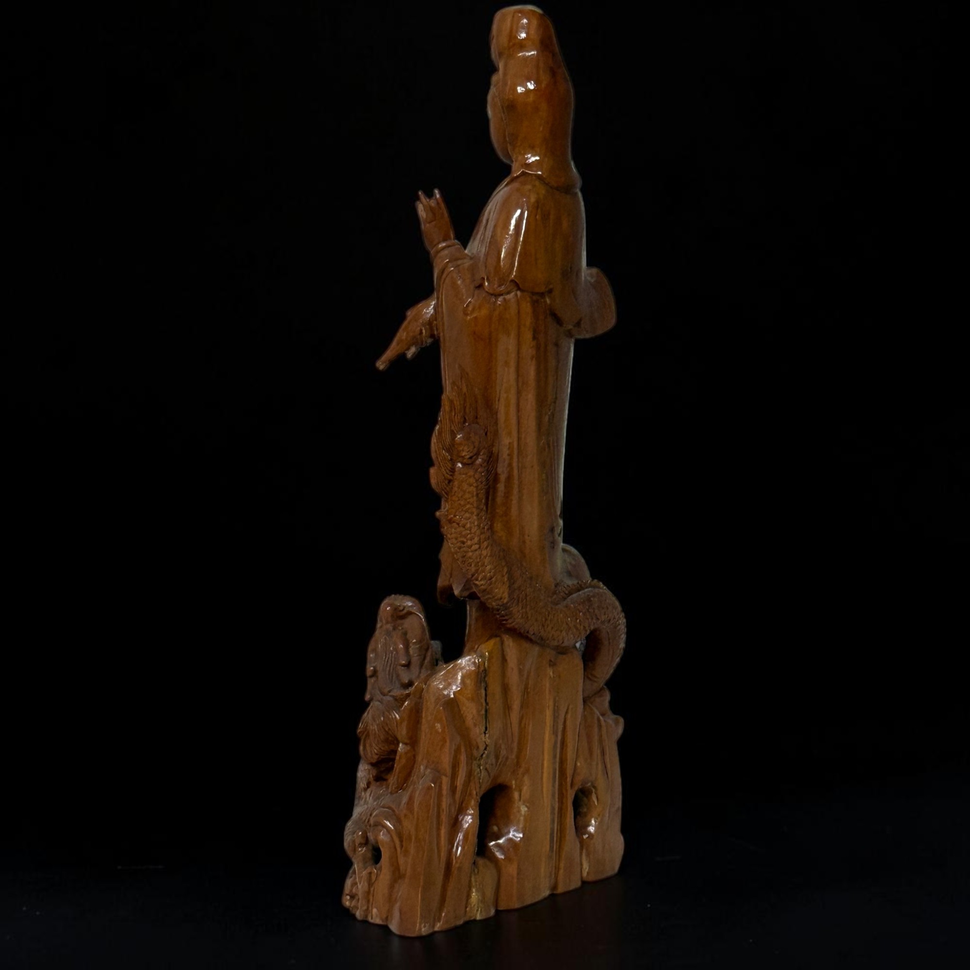 Holz Buddha Statue Guan Yin Skulptur 47 cm groß