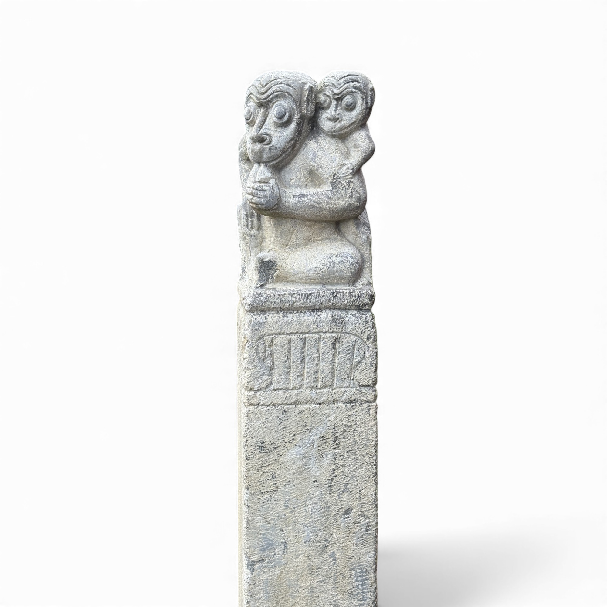 Chinesische Gartenpagode mit 2 Affen - 150 cm groß