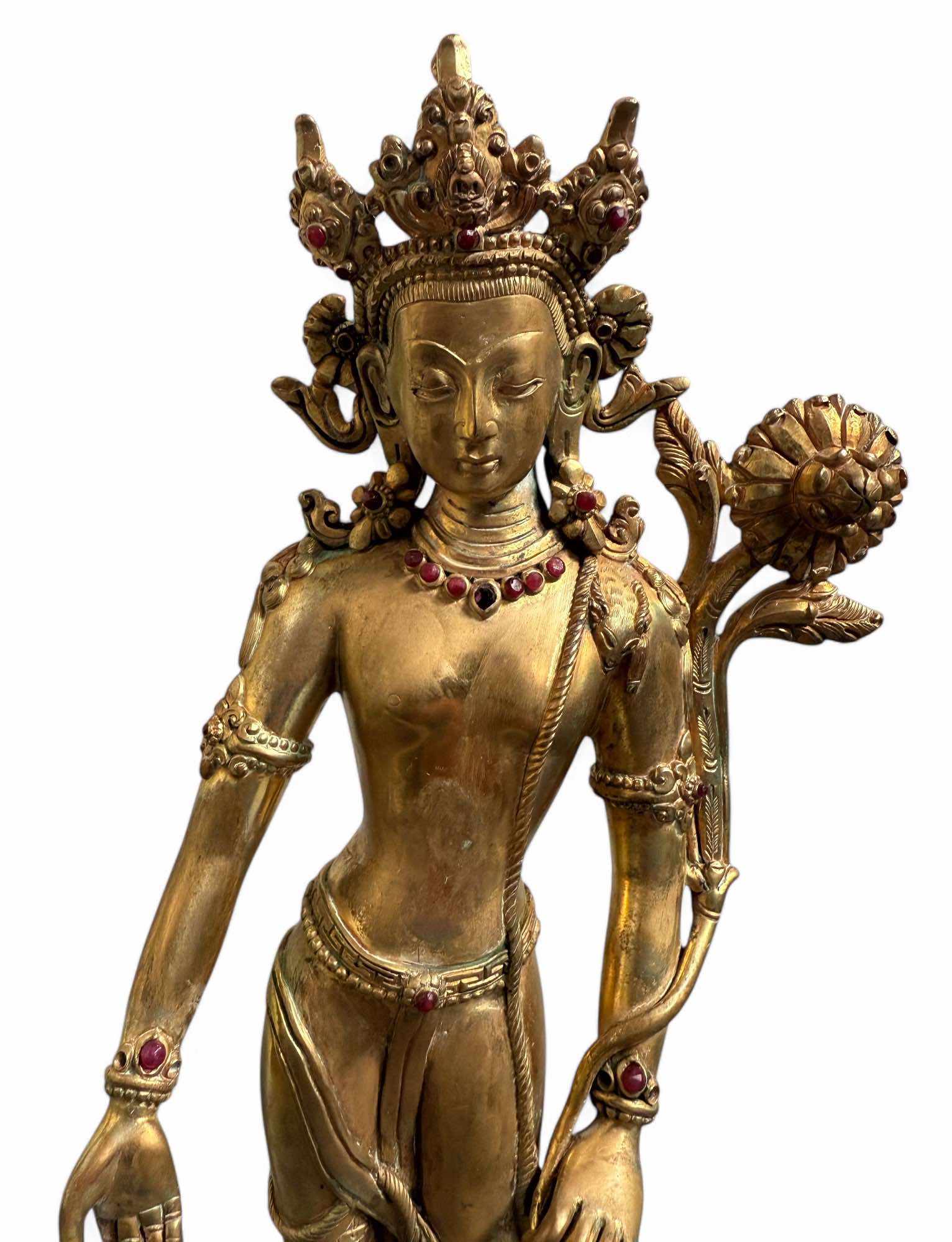 Padmapani Bronze Statue Nepal Skulptur vergoldet 37 cm groß