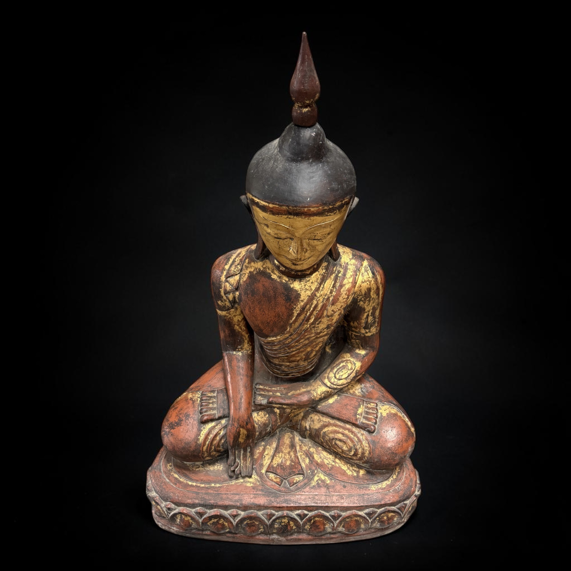 Monumentaler Shan Buddha 140cm – Lacquerware Unikat – Sammlerstück alt 18./19. Jh.