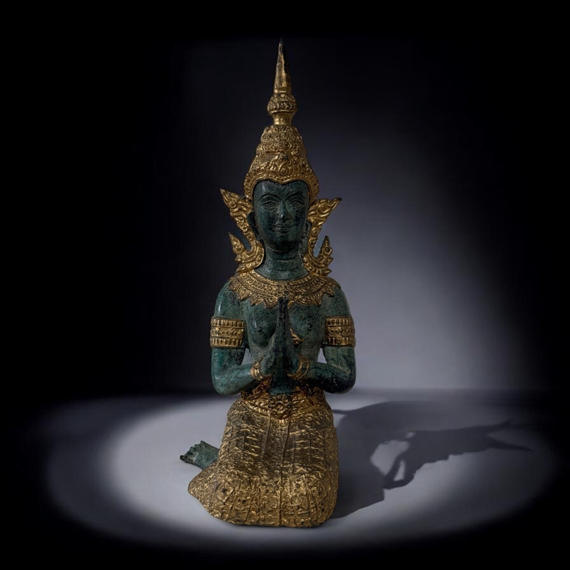 Thailändischer Tempelwächter Figur aus Bronze - 20,5 cm groß