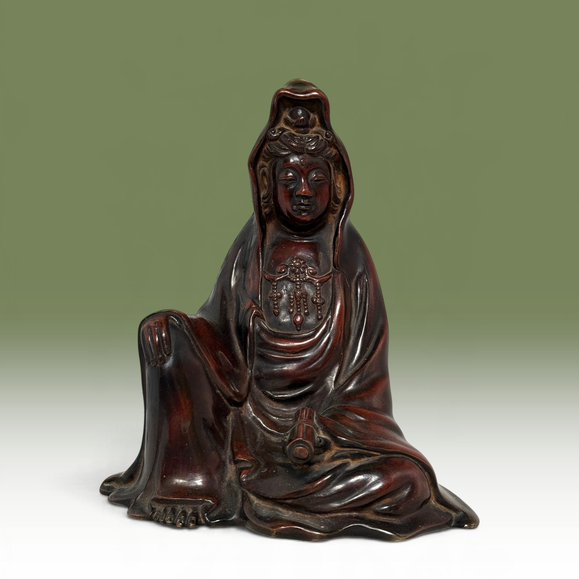 Alte Japan Kannon Bronze Figur – Signiert „Seiko“ – 19. Jhdt. – 2,9 kg – 22,5 cm