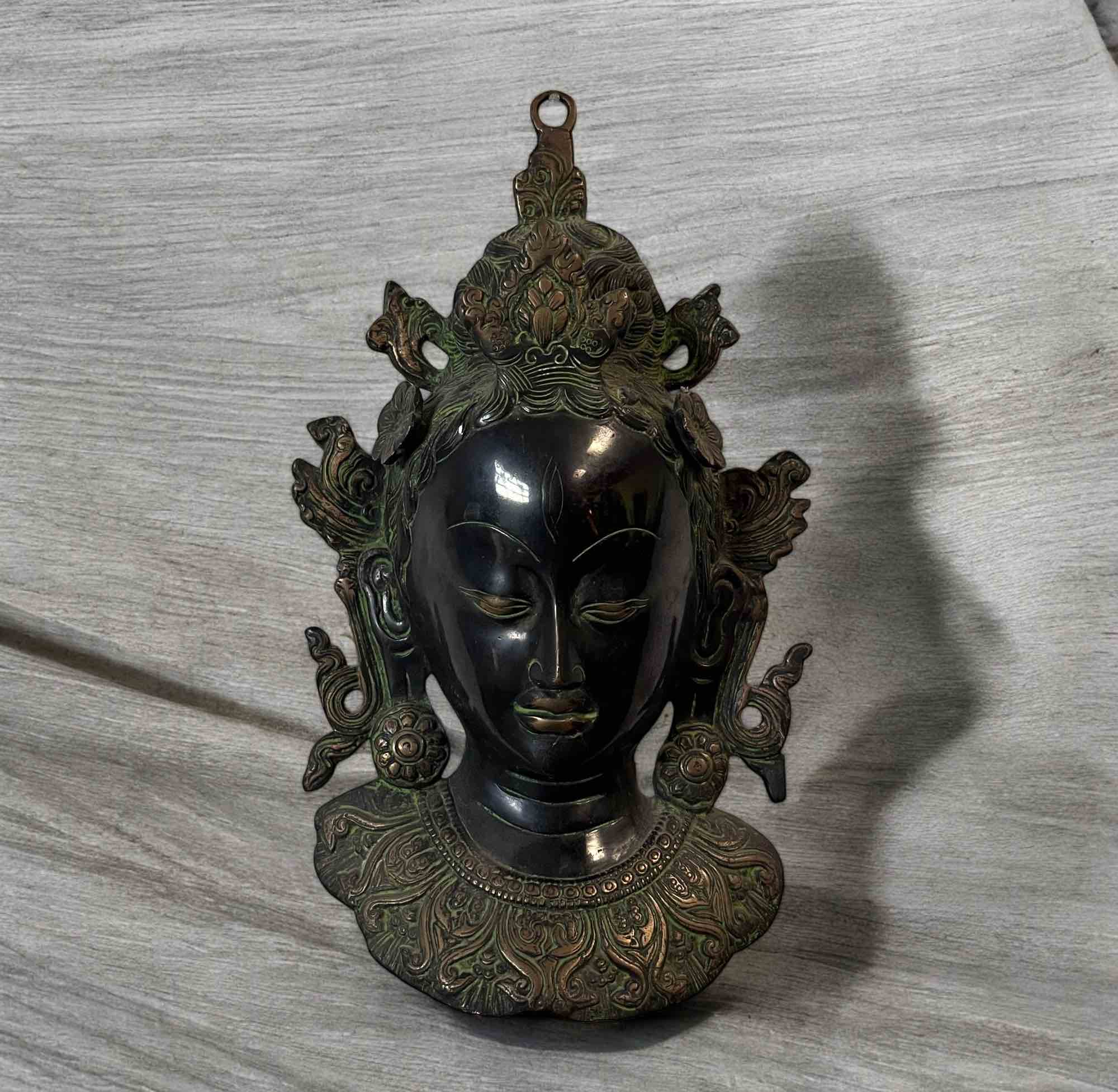 Tara Wandmaske Nepal Bronze Skulptur 27 cm