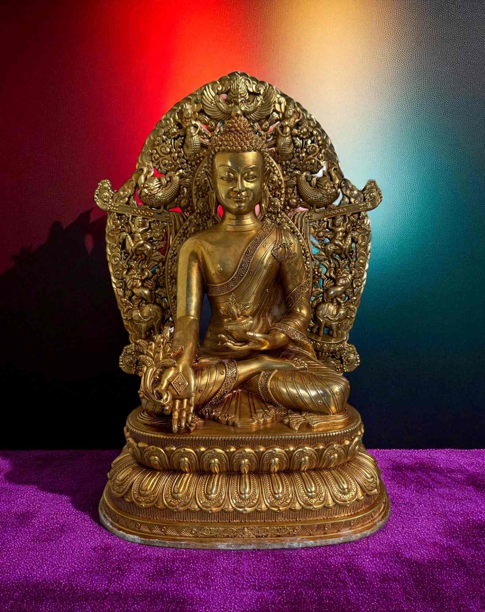 Medizin Buddha Figur Bronze Tibet China - 35 cm groß