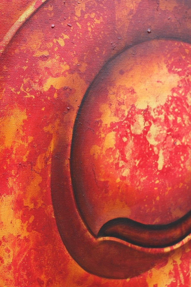 Wandbild Buddha Kopf aus Thailand - Künstler Gemälde