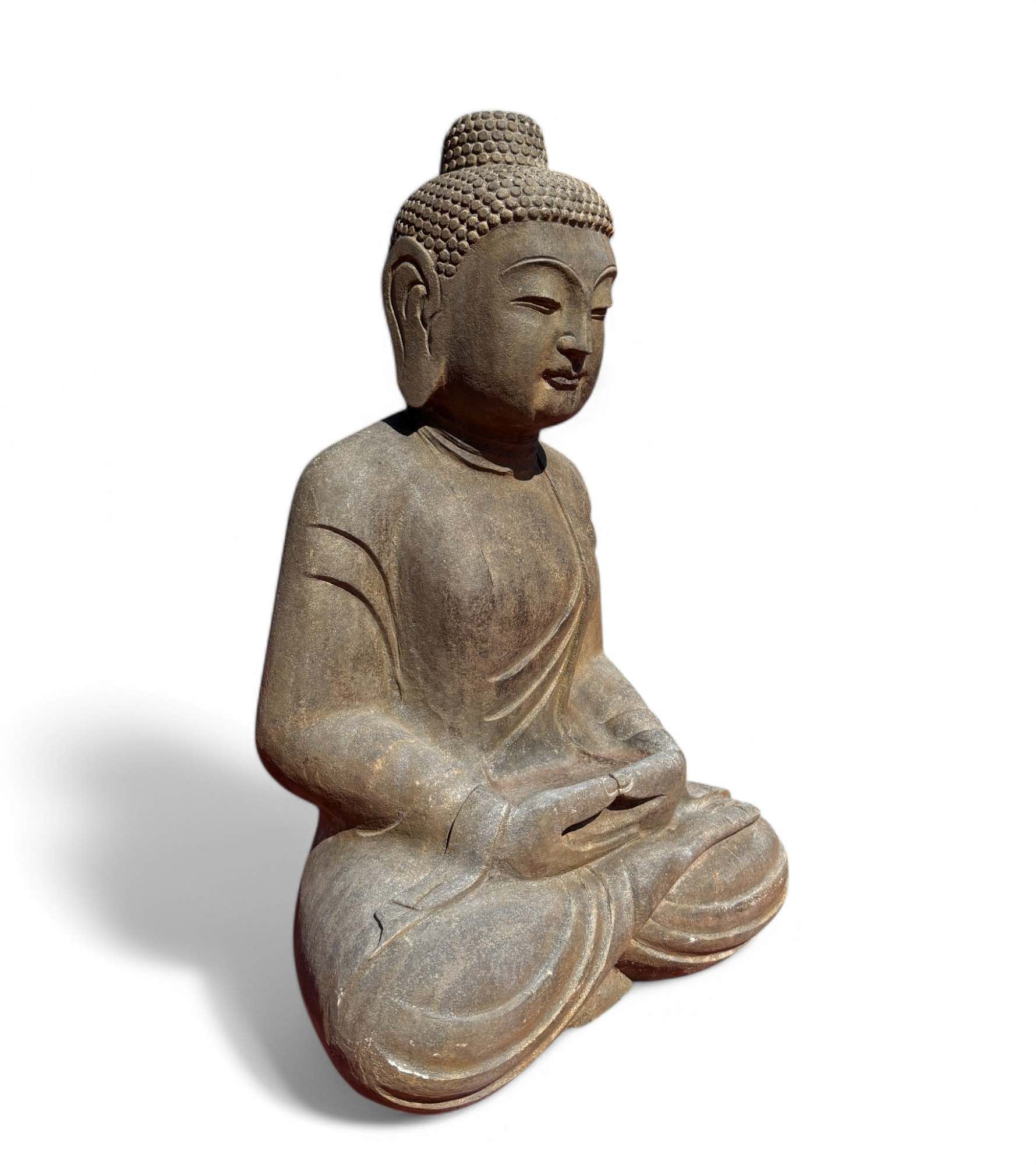 Garten Buddha Statue Naturstein Figur Meditations Geste
