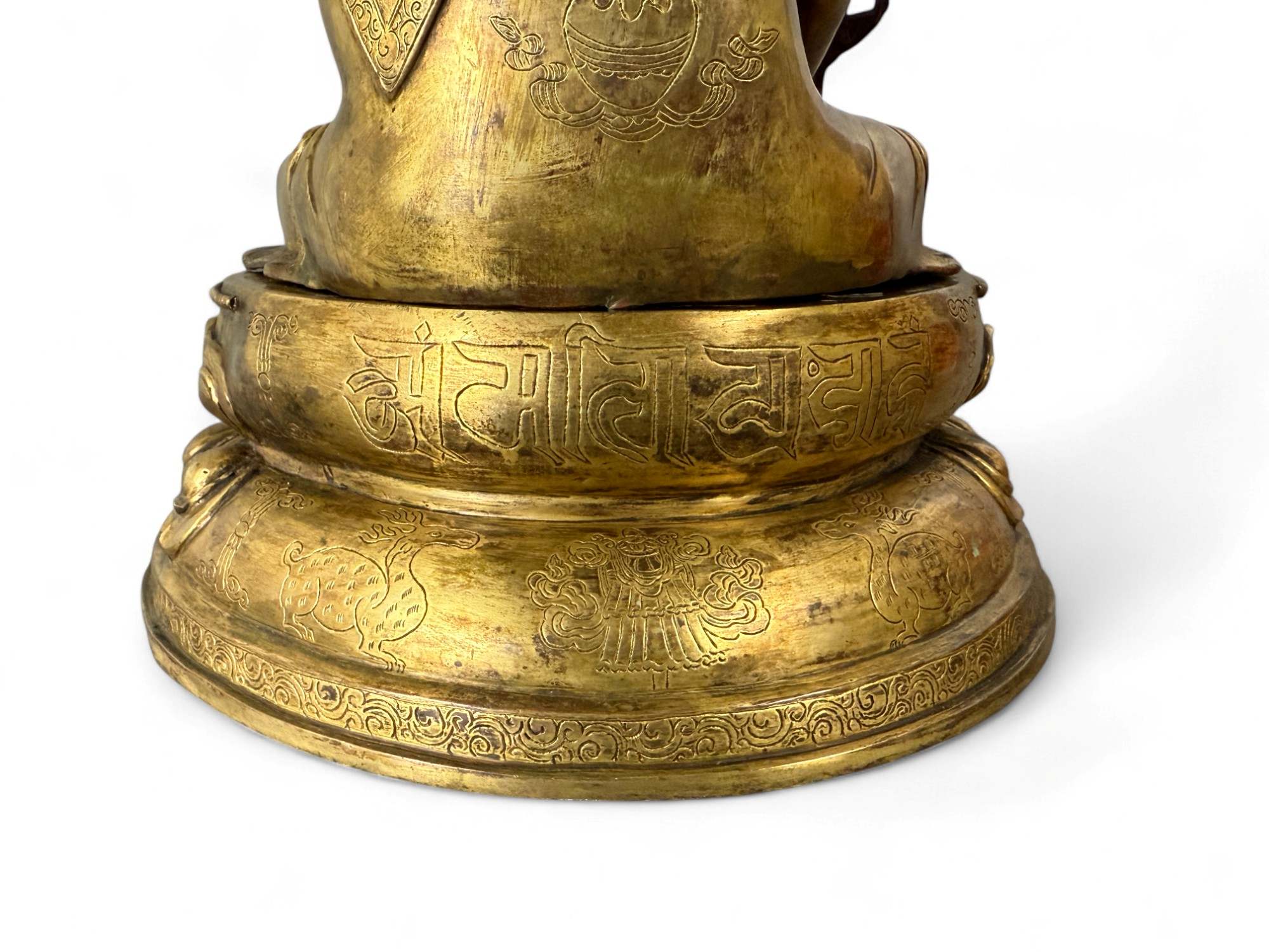 Medizin Buddha Figur vergoldete Bronze Skulptur mit Gravuren
