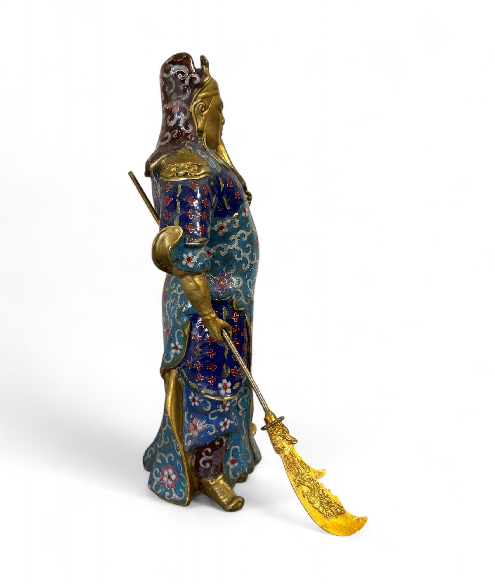 General Guan Yu China Bronze Krieger Figur Cloisonne Skulptur