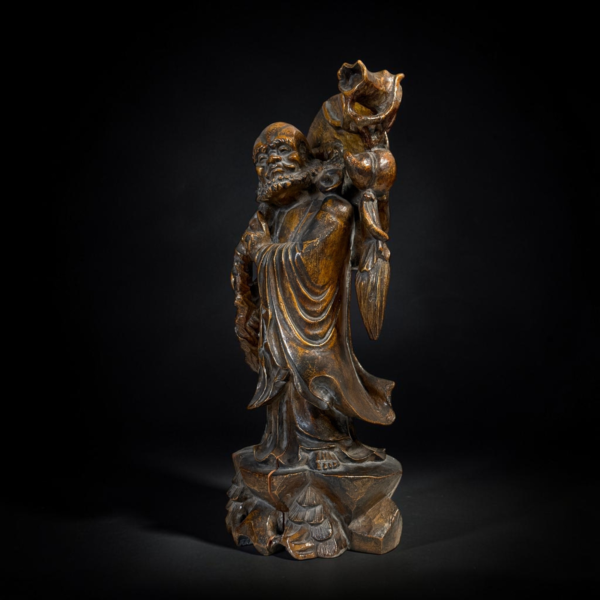 Bodhidharma Holzfigur Alte Damo Daruma Statue Zen Skulptur