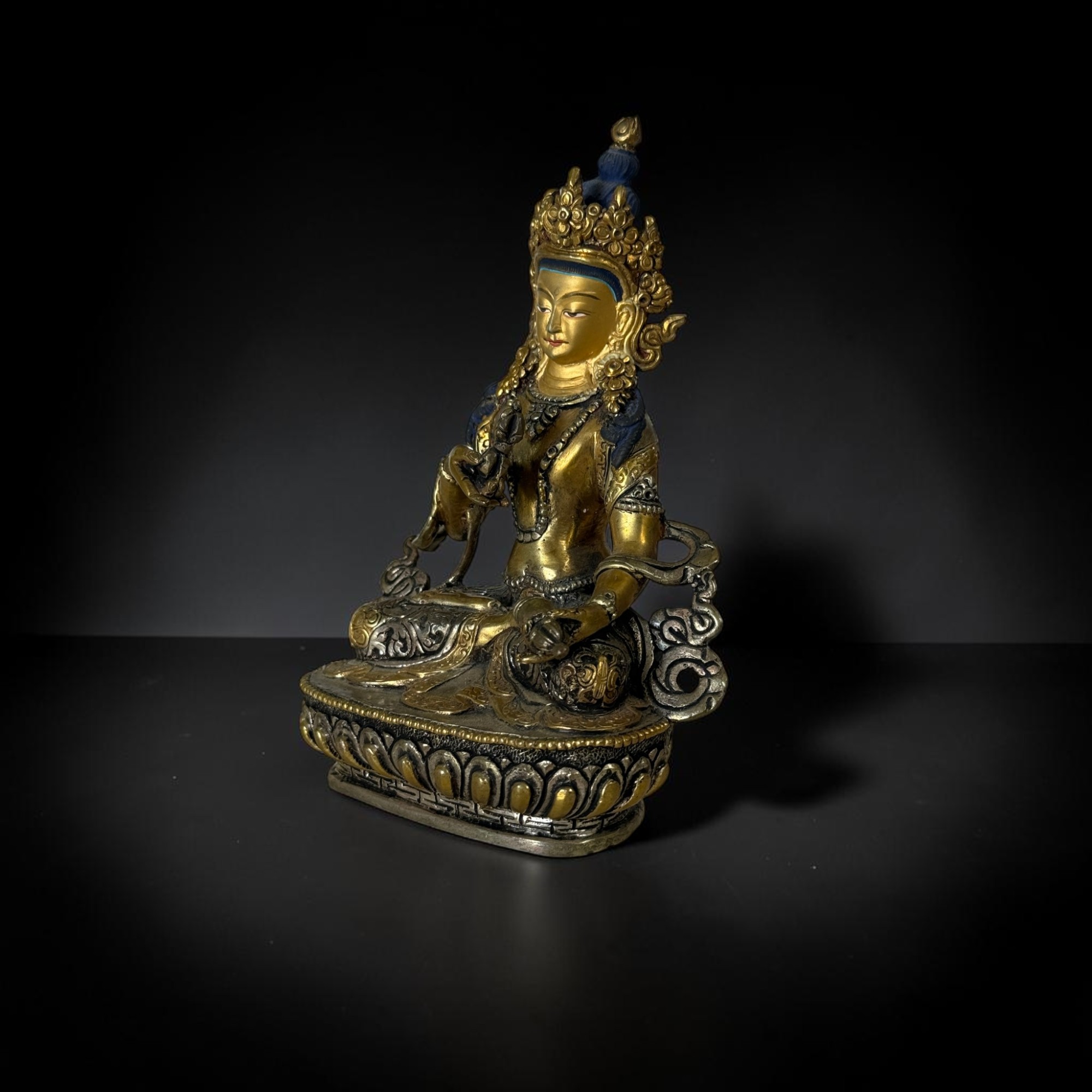 Alte Vajrasattva Figur aus Bronze Tibet/China 15,5cm