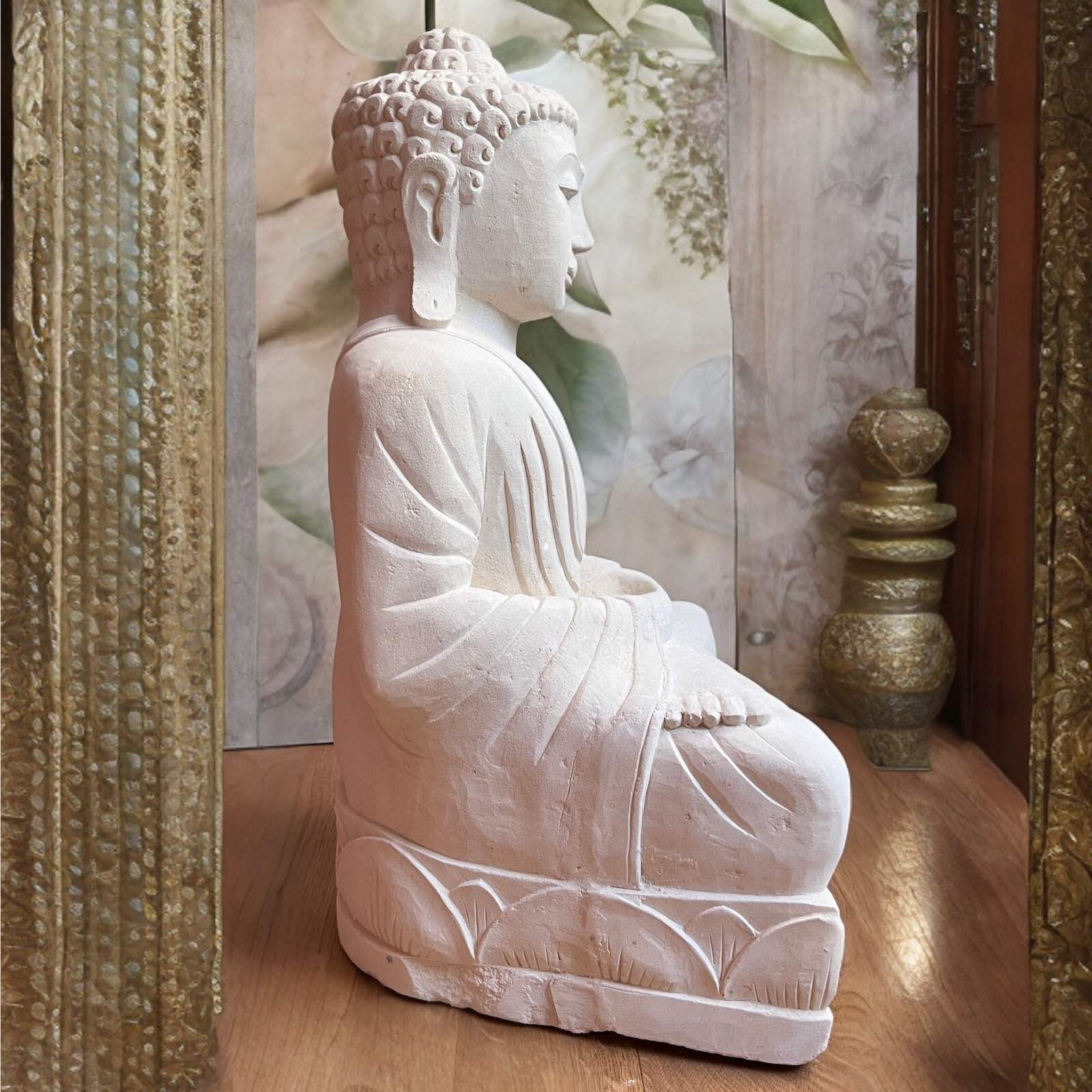 Buddha Figur Sandstein Thailand Skulptur Indoor