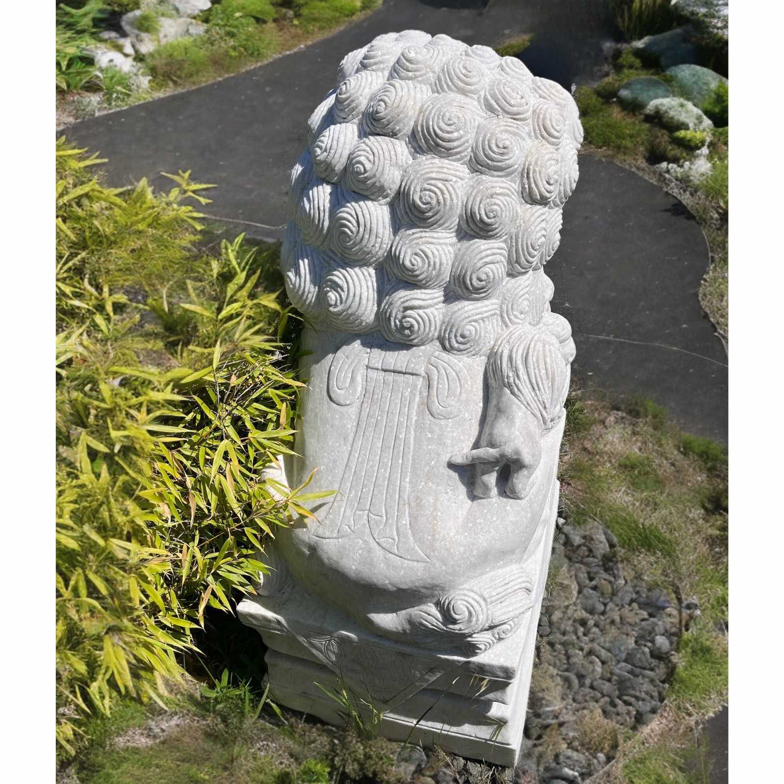 Chinesischer Wächterlöwe Tempellöwe Marmor Skulptur China 110cm