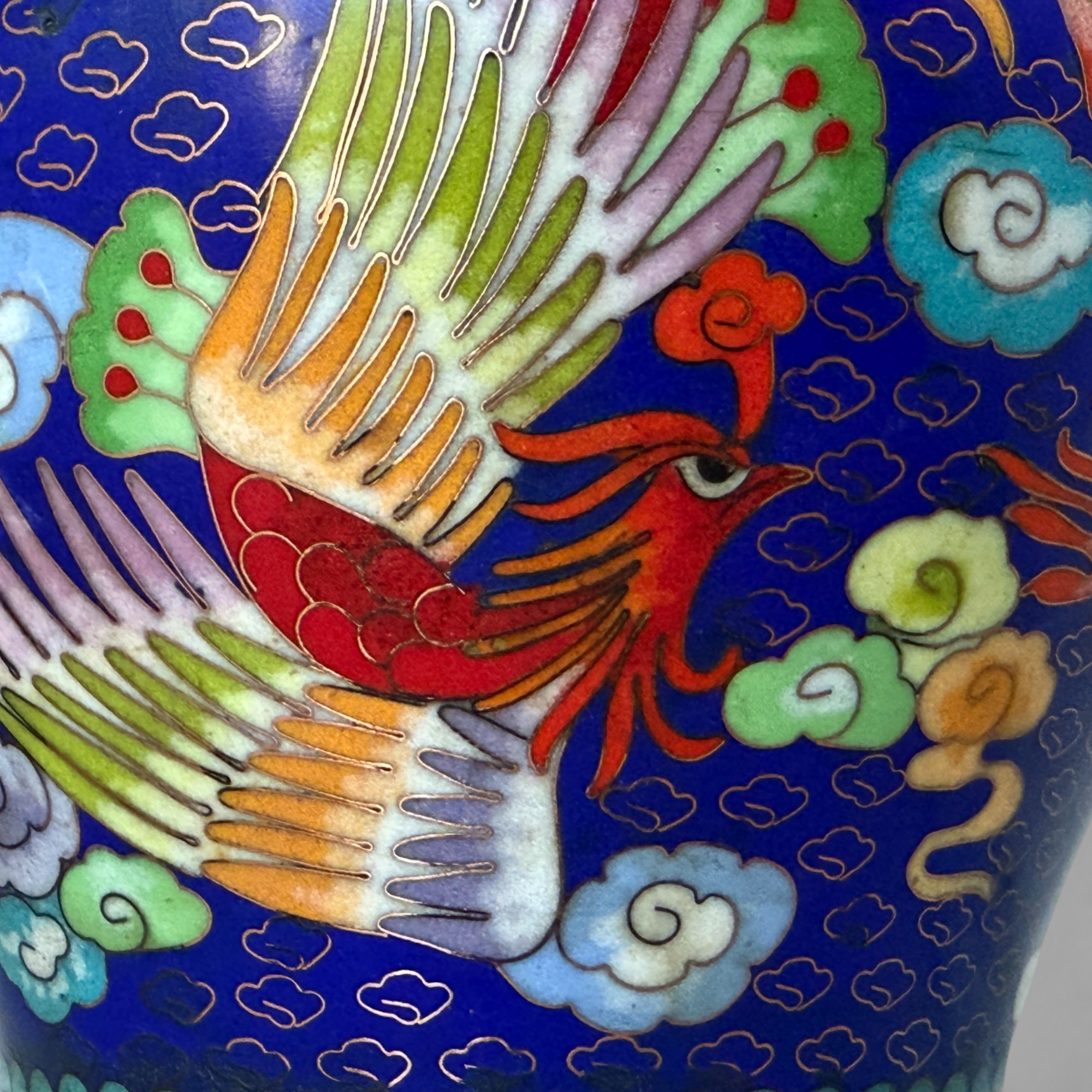 Chinesische Cloisonné Vase Bronze Drache & Phönix