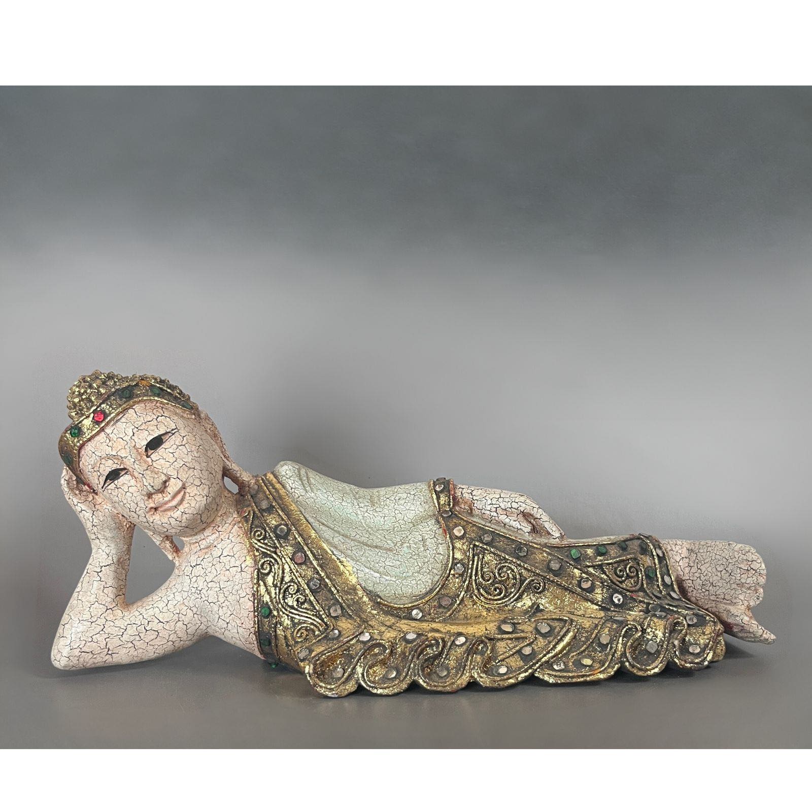 Liegender Wochentag Buddha ´Dienstag´aus Holz 31cm