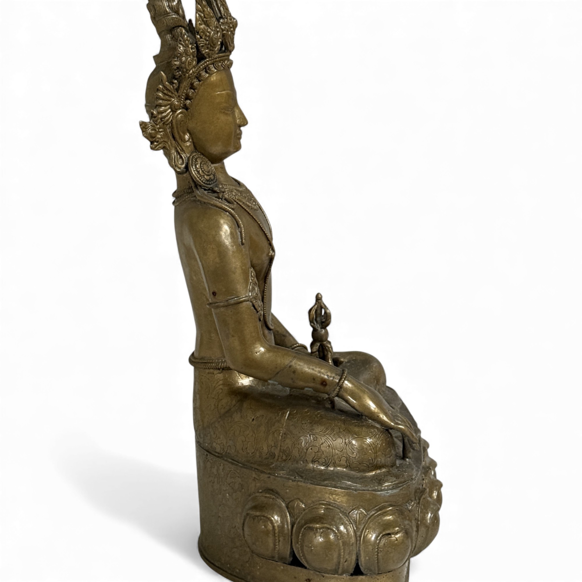Tibet Buddha Skulptur aus Bronze mit Dorje