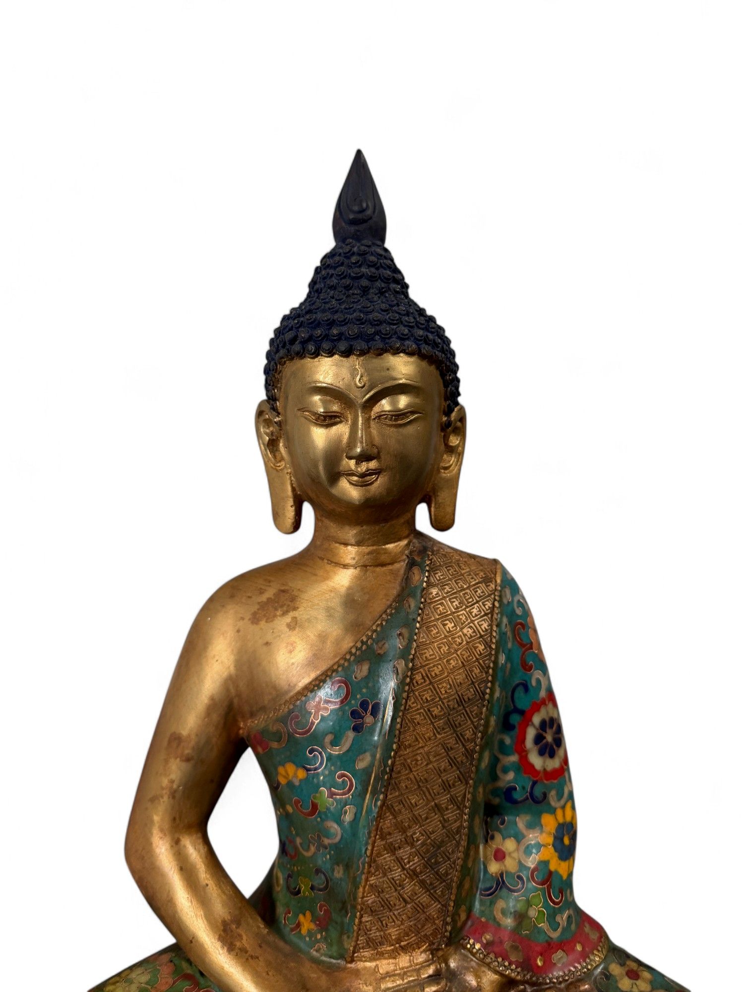Buddha Figur Bronze China Cloisonne Skulptur 39 cm groß Buddha Figur Bronze China Cloisonne Skulptur 39 cm groß