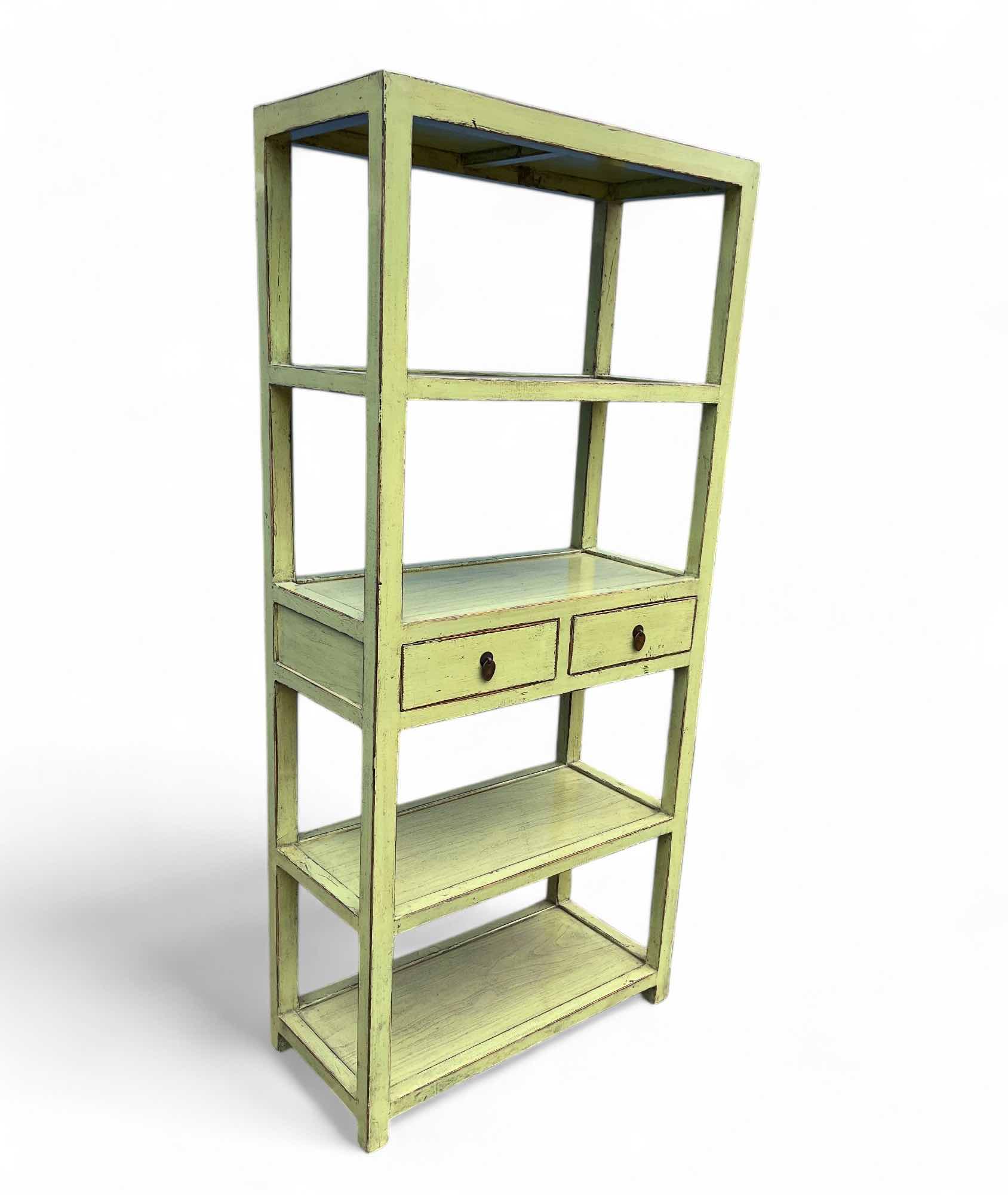 Asiatisches Holz Regal, Pistaziengrün