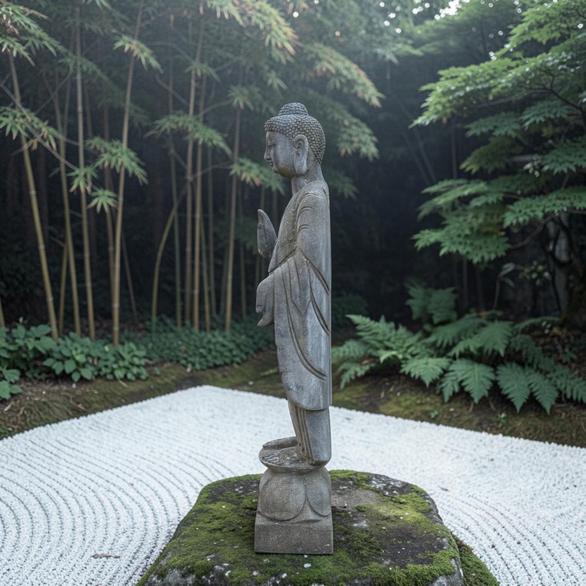 Alte Naturstein Buddha Statue für den Garten Steinskulptur