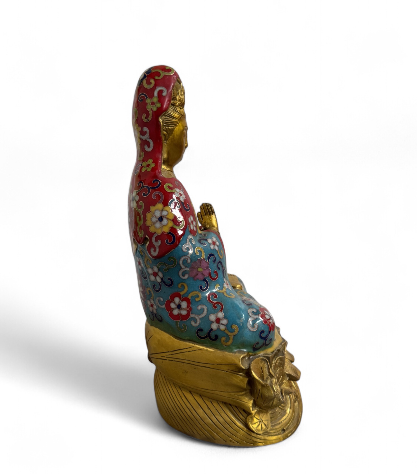 Guanyin Bodhisattva Figur China – Bronze Cloisonné Kunst