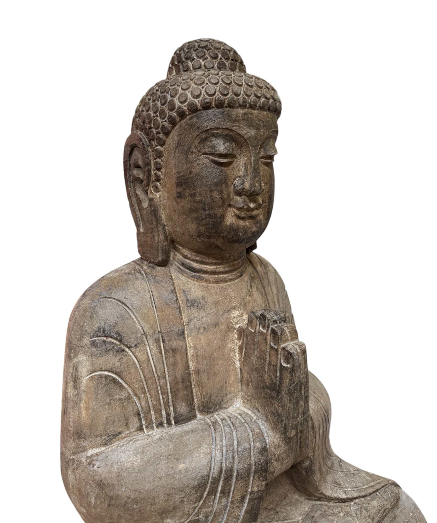 Buddha Garten Statue Naturstein Namaskar Mudra 81cm