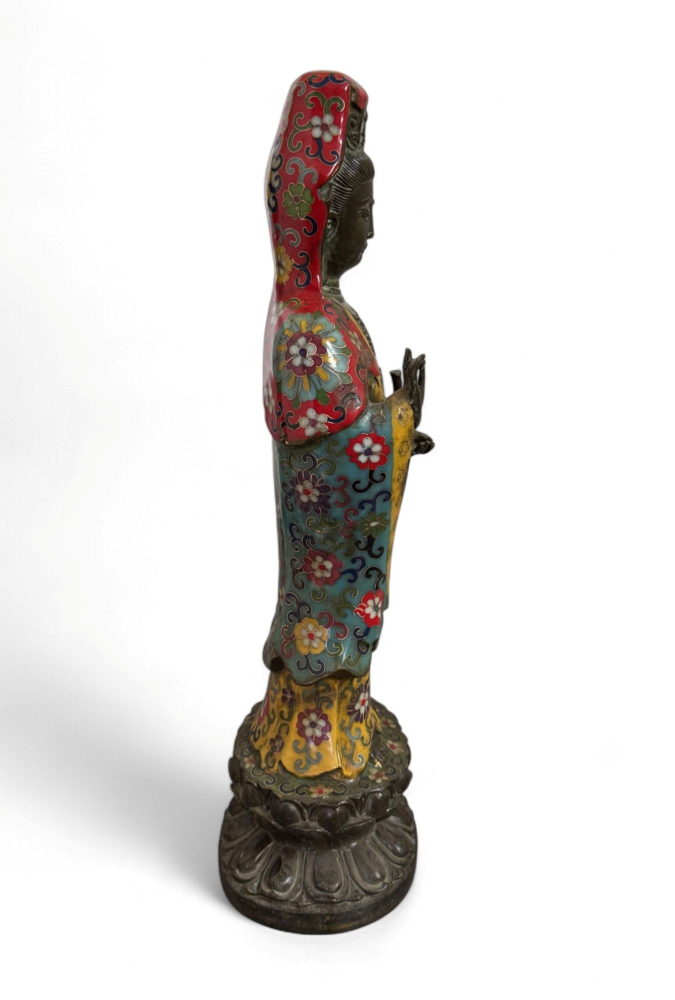 Guan Yin Bronze Figur China Bodhisattva Skulptur Buddha Figur