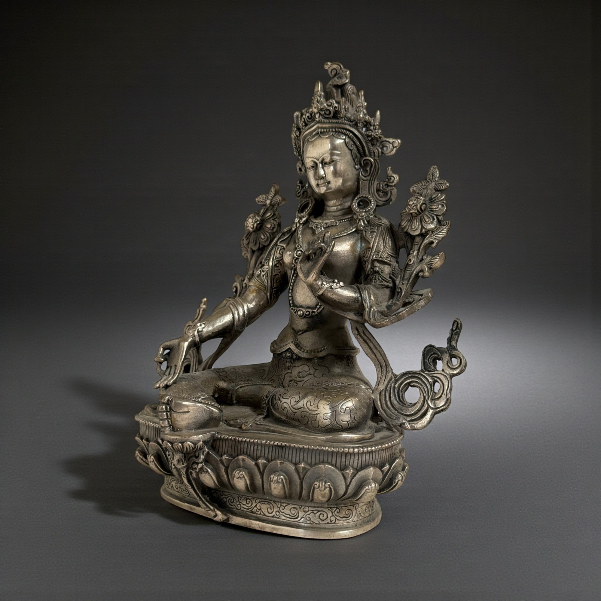 Grüne Tara Bronze Buddhafigur Tibet China Bodhisattva Sammlerstück