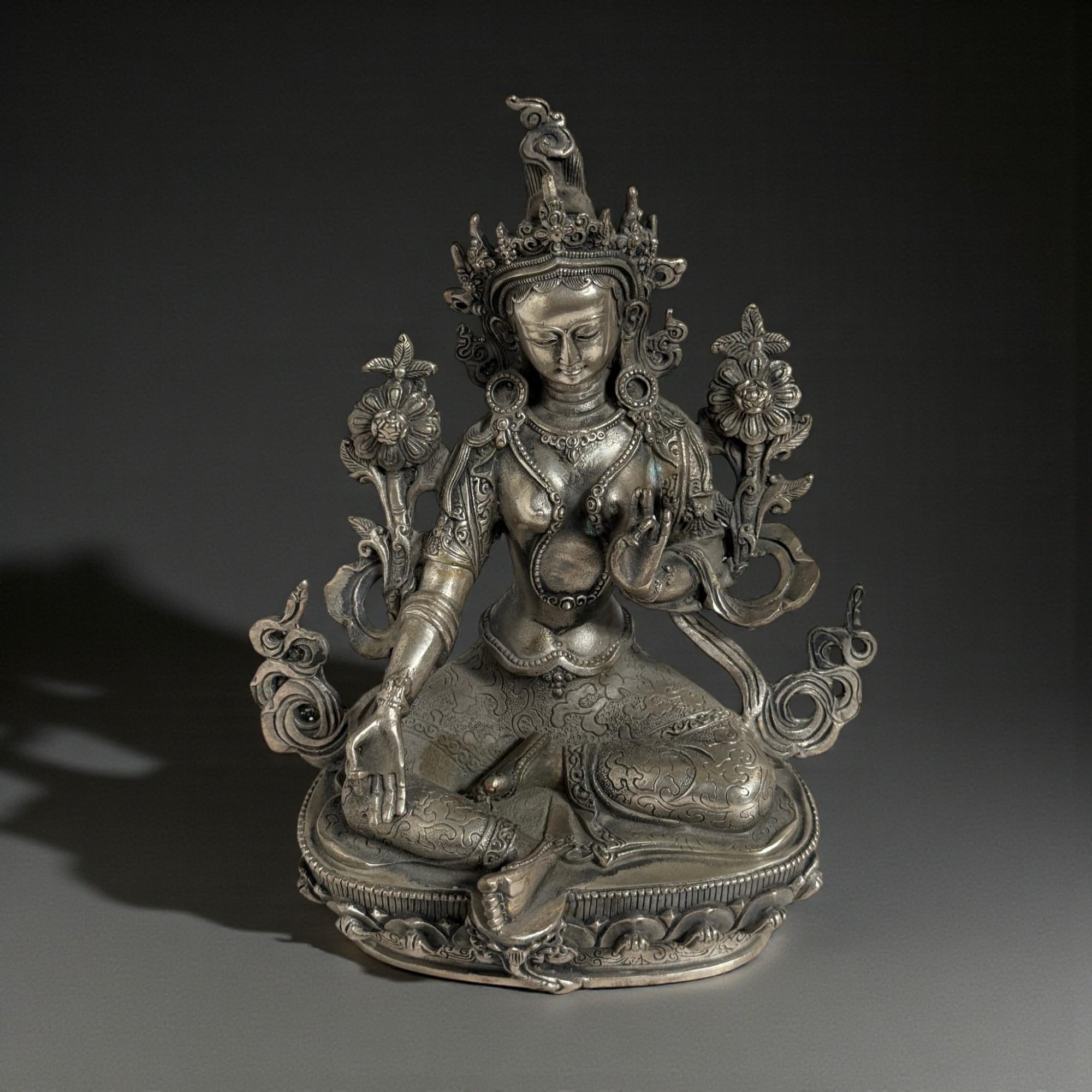 Grüne Tara Bronze Buddhafigur Tibet China Bodhisattva Sammlerstück