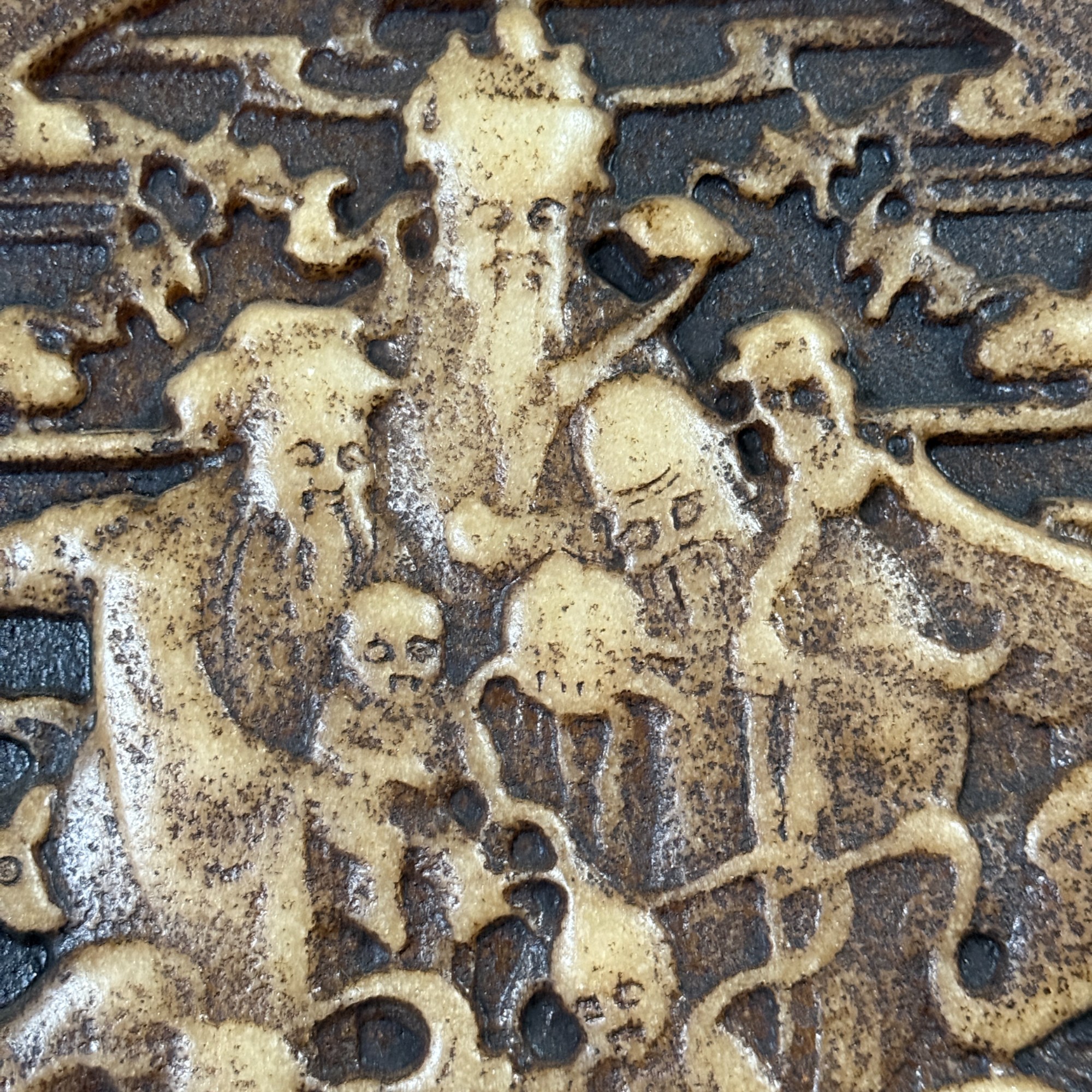 Bi Scheibe aus Jade/Marmor - Lu, Fu & Shou