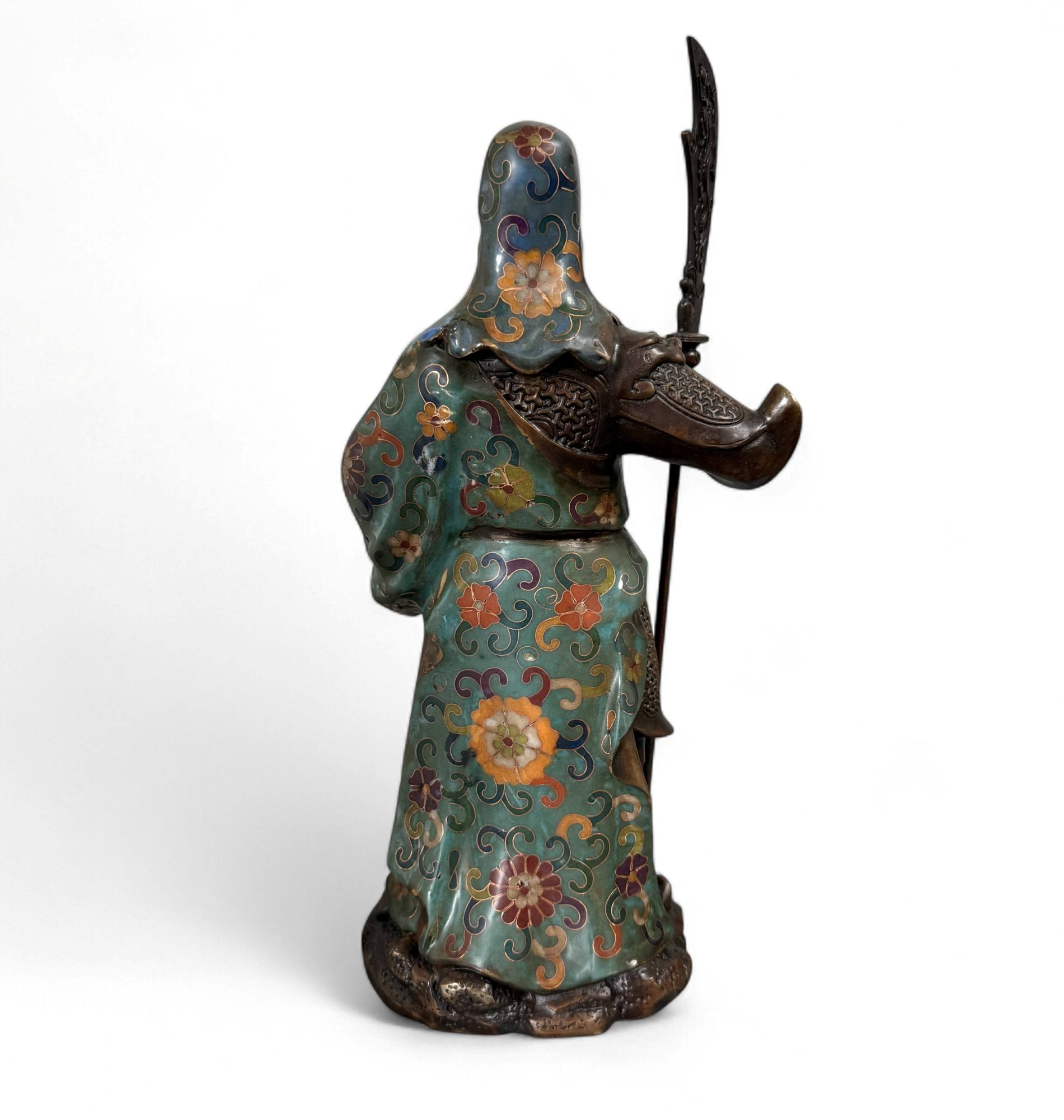 General Guan Yu China Bronze Krieger Figur Cloisonne Skulptur
