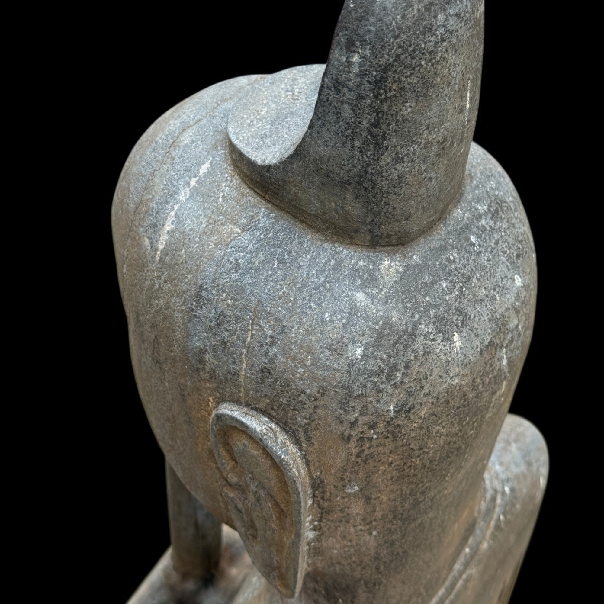 Chinesischer Gelehrter mit Bambusflöte Naturstein Garten Statue 121cm