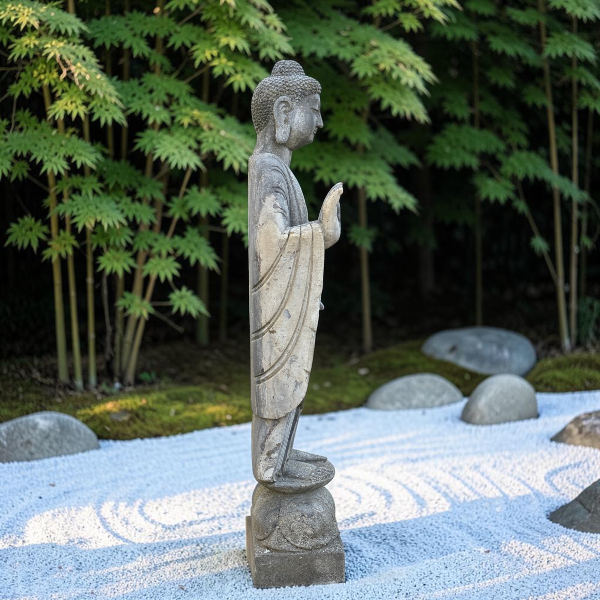 Alte Naturstein Buddha Statue für den Garten Steinskulptur
