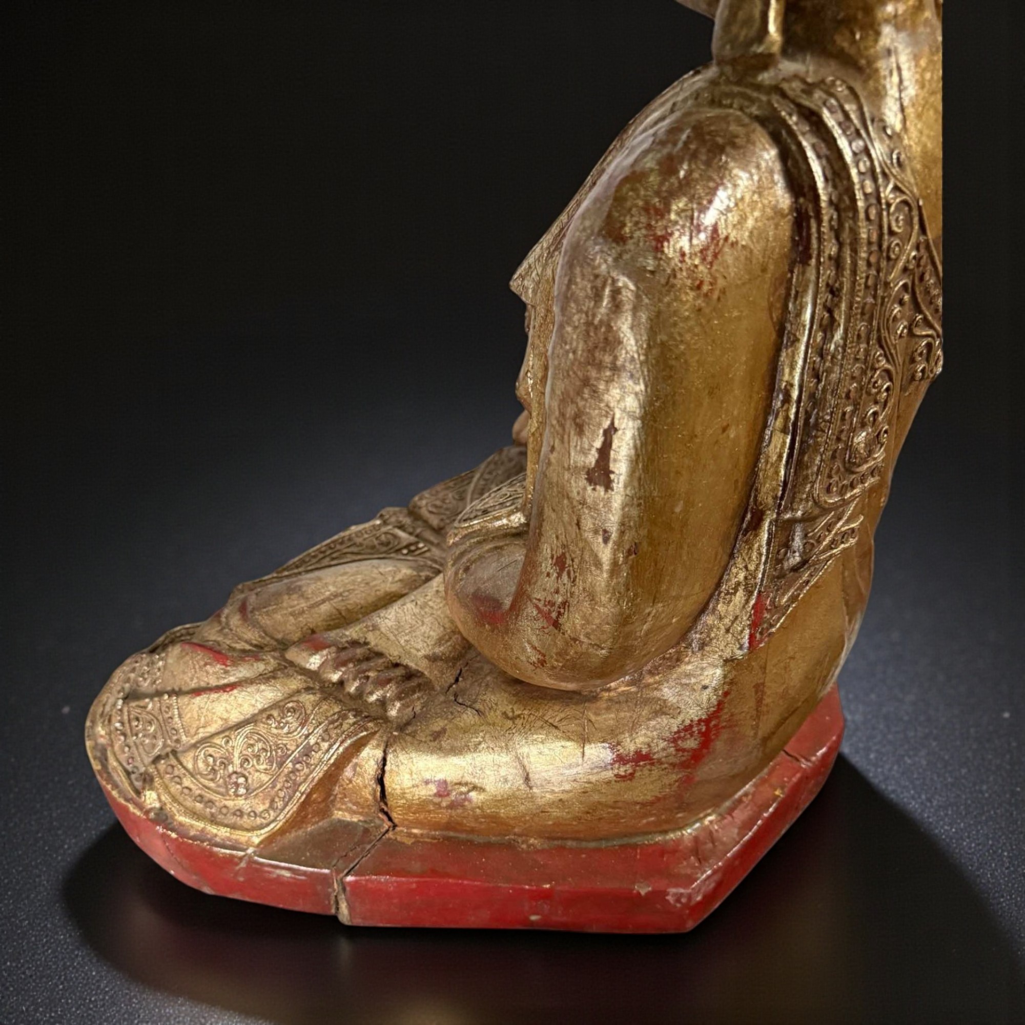 Holz Buddha Statue Thailand blattvergoldet 58cm groß