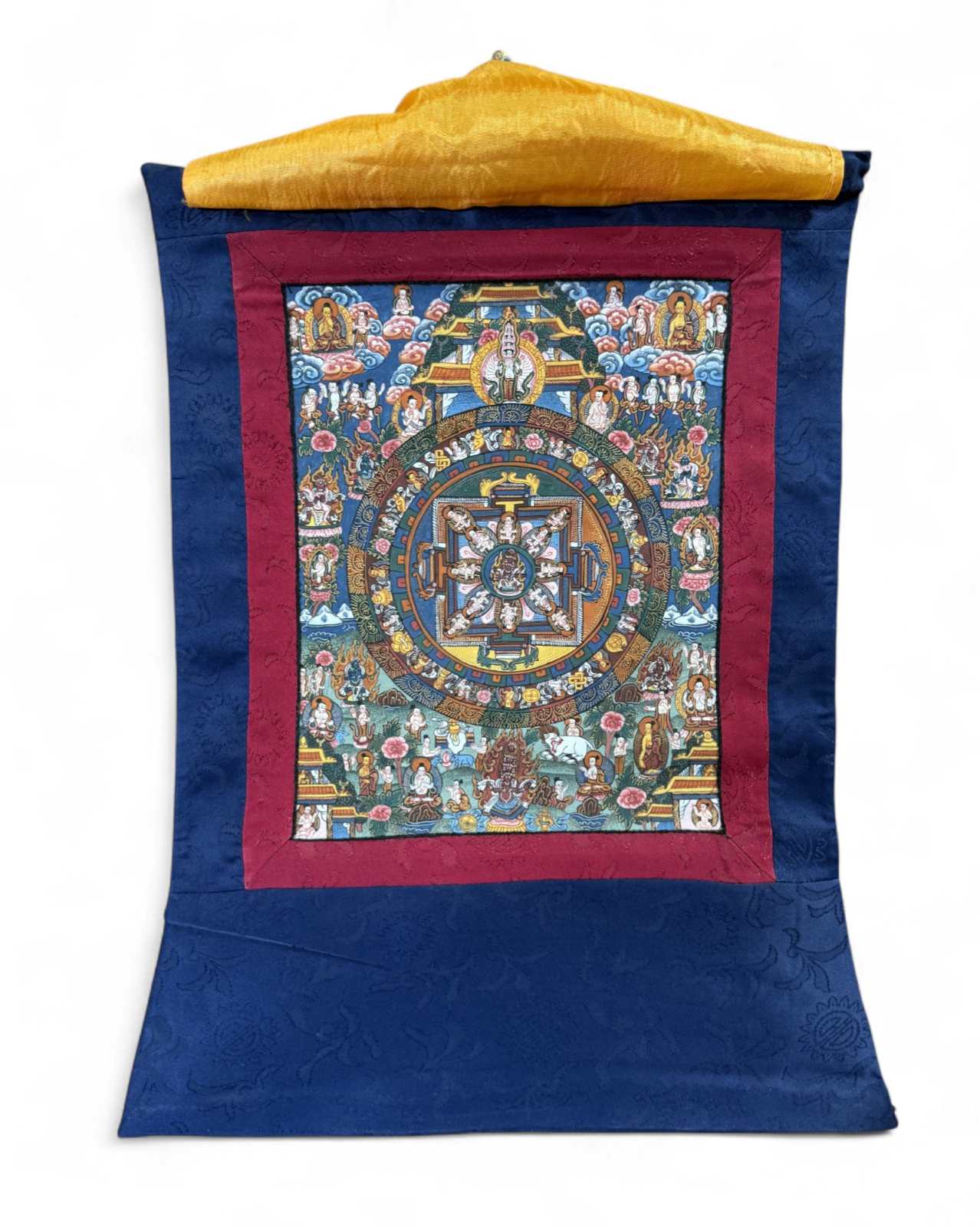 Handgemaltes Thangka Nepal – Buddhas & Mandala, ca. 30 J.