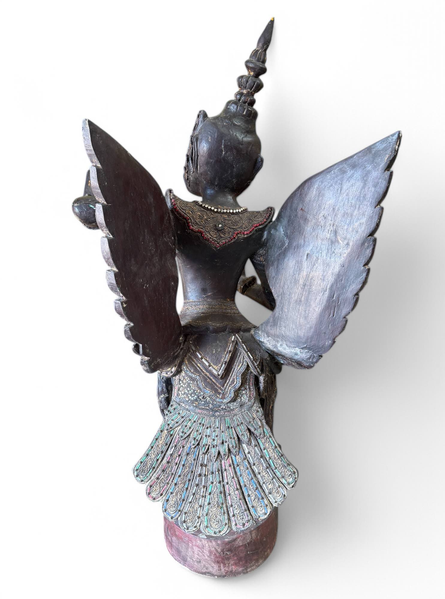 Alte Garuda Skulptur Teak Holz asiatischer Götterbote, Burma