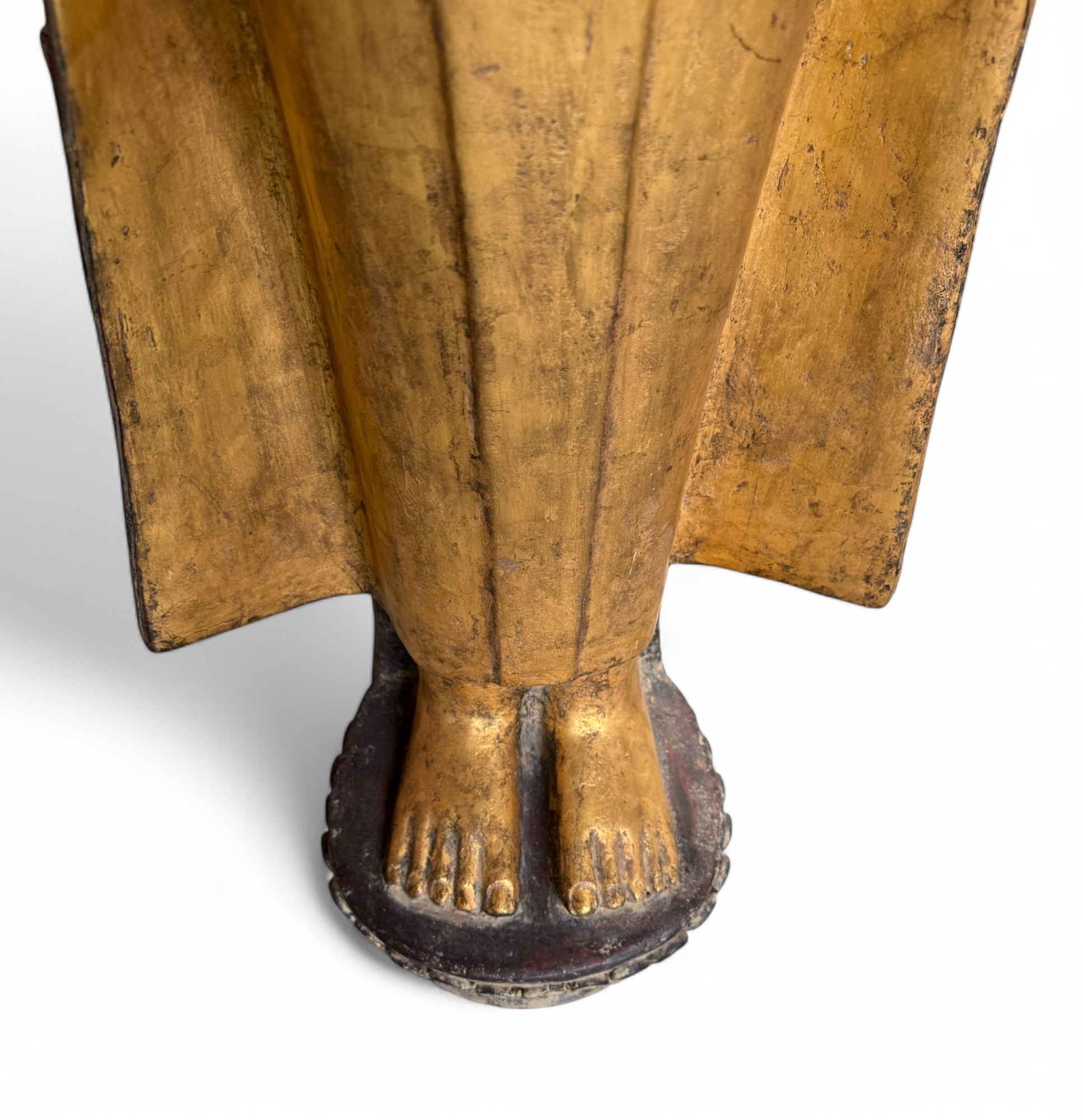 Birma Bettelmönch Statue Lacquerware Skulptur vergoldet 100cm