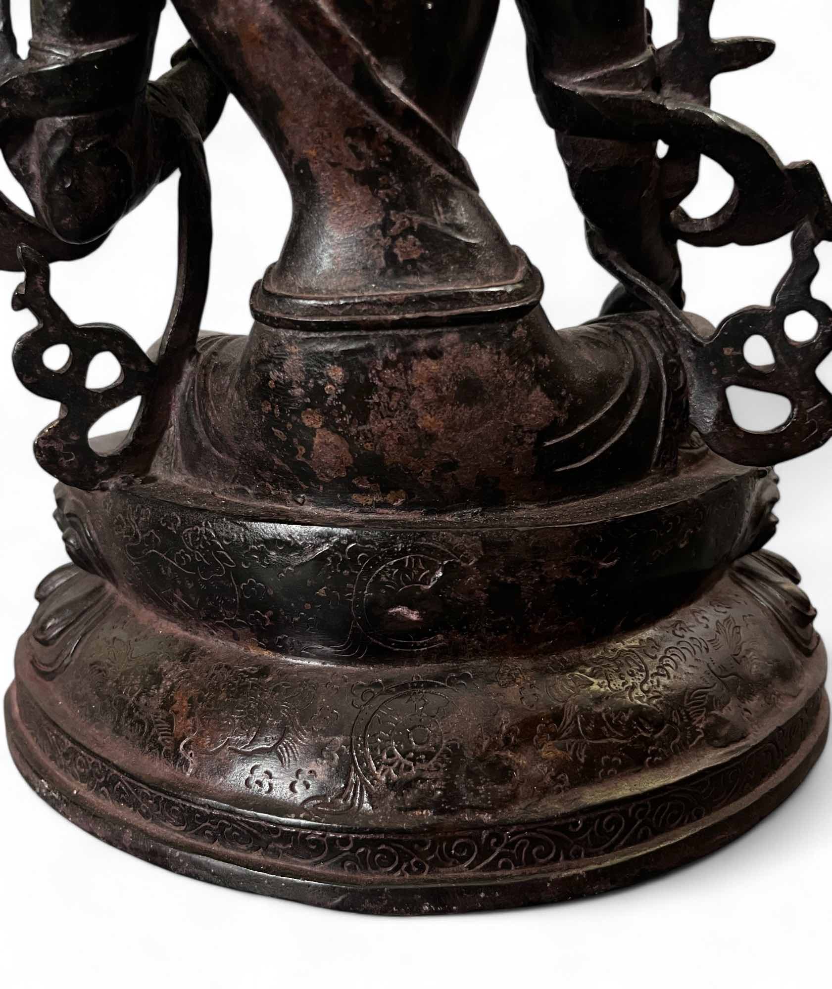 Grüne Tara Buddha Figur aus Bronze 32 cm