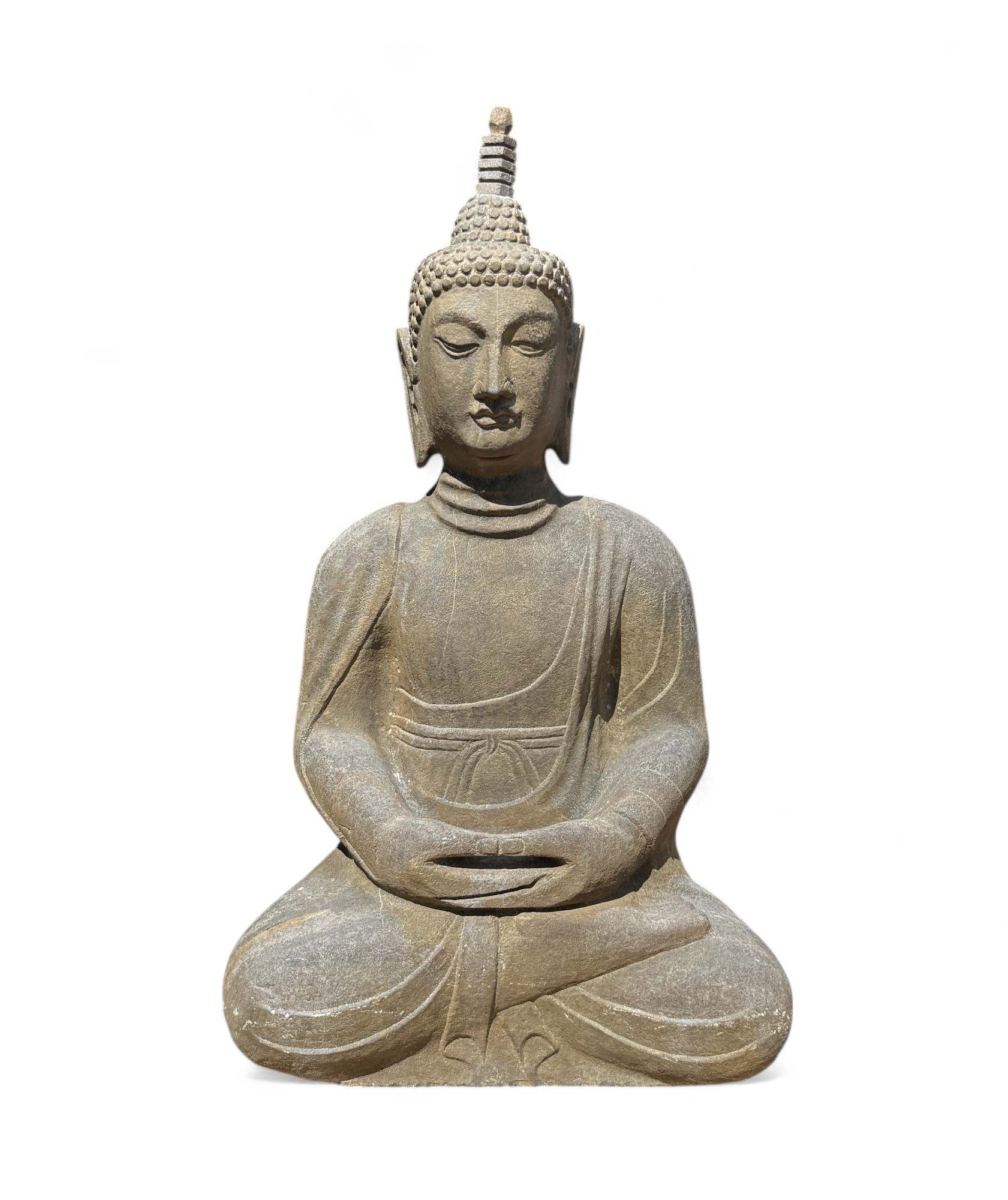 Garten Buddha Statue Naturstein Figur Meditations Geste