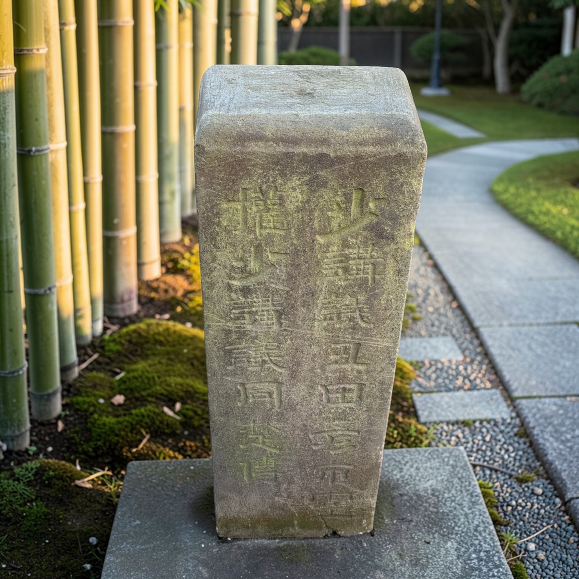 Japanische Steinlaterne mit Inschrift - datiert auf 1902