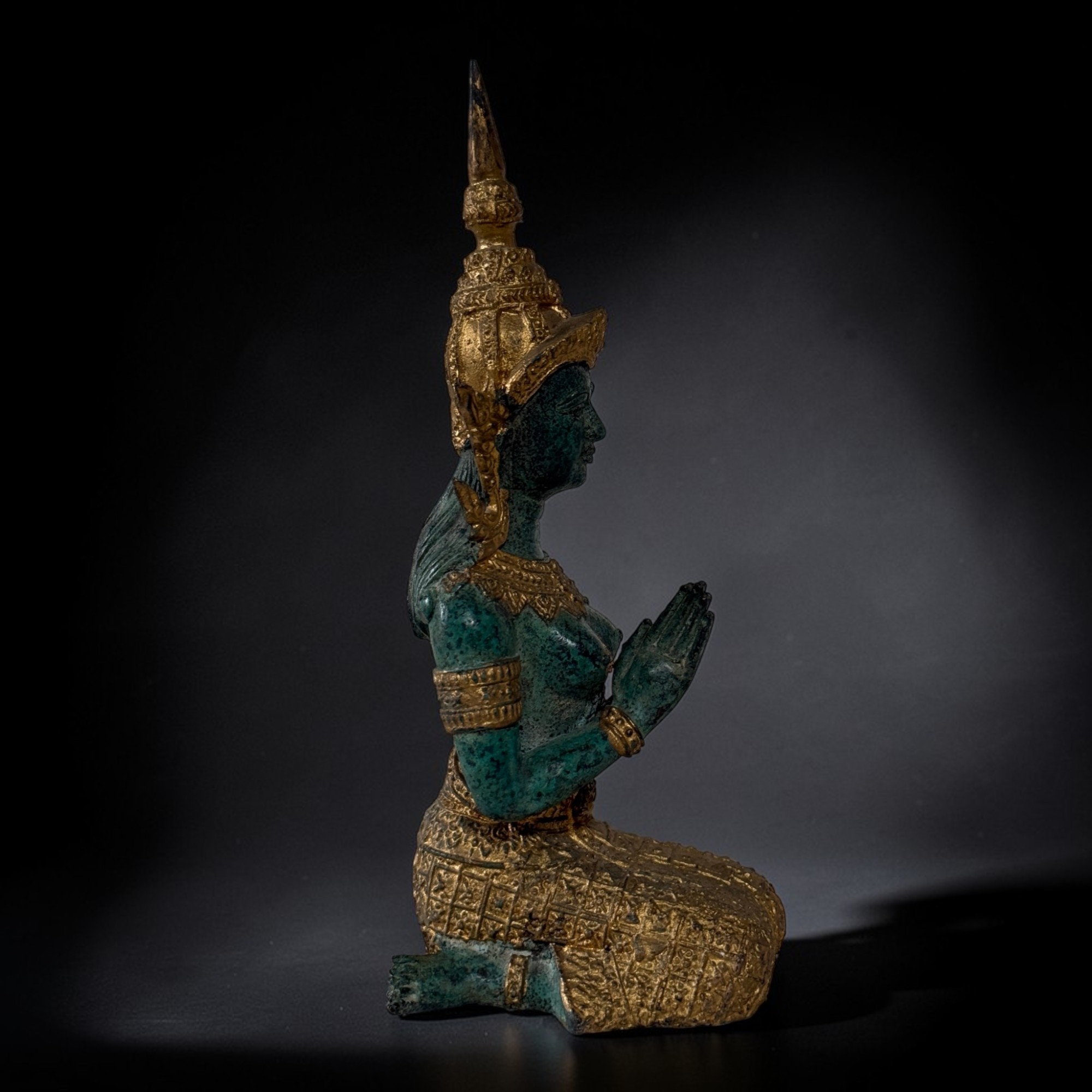 Thailändischer Tempelwächter Figur aus Bronze - 20,5 cm groß