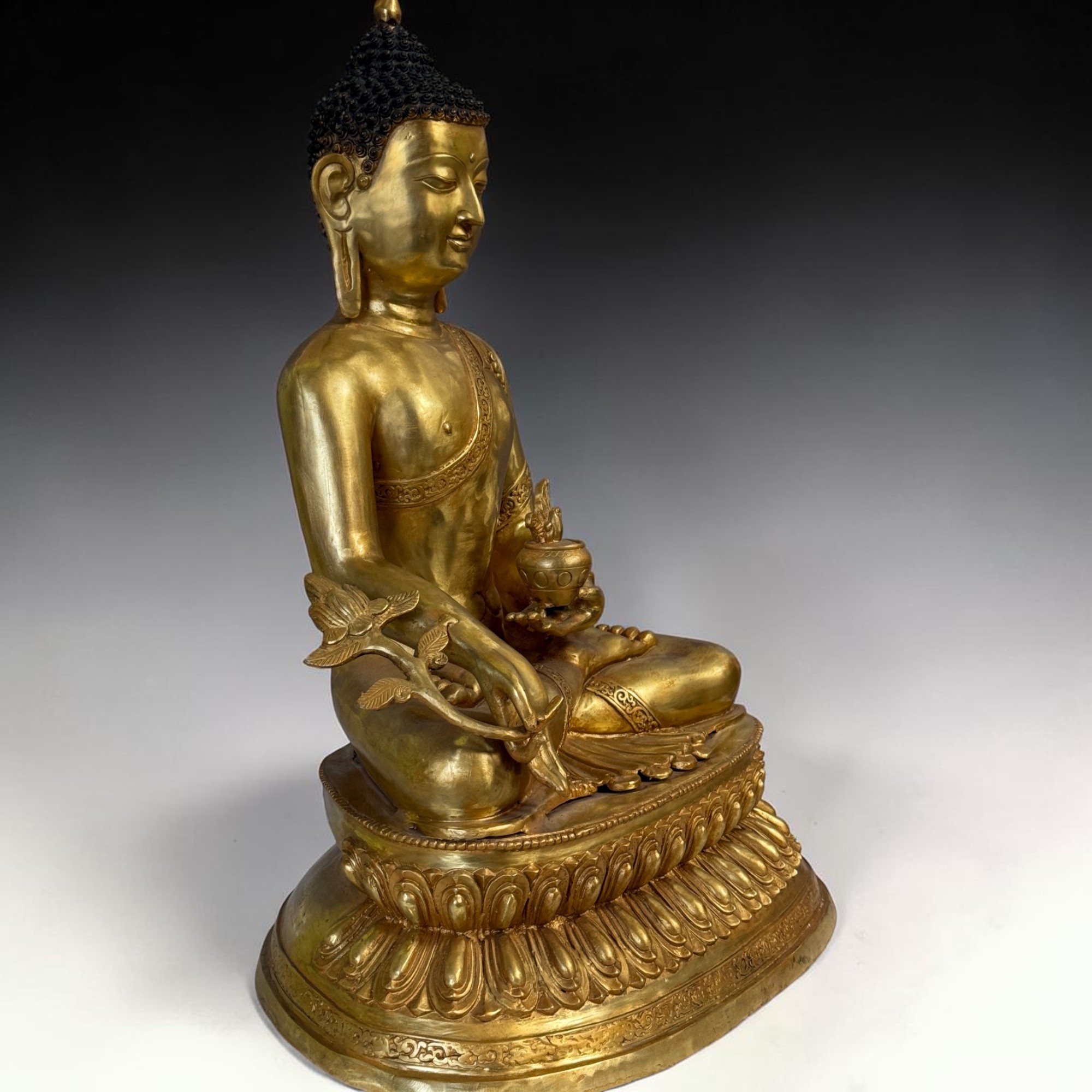 Großer, alter Medizinbuddha aus Sichuan – Buddha der Heilung (64 cm)