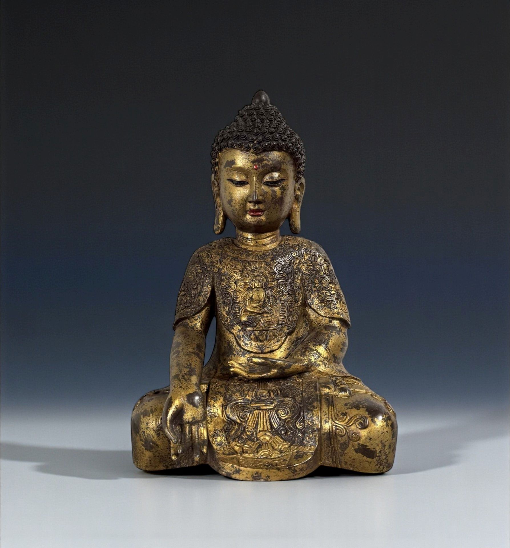 Bronze-Buddha Figur 40  cm – Vitarka Mudra – Tibet China