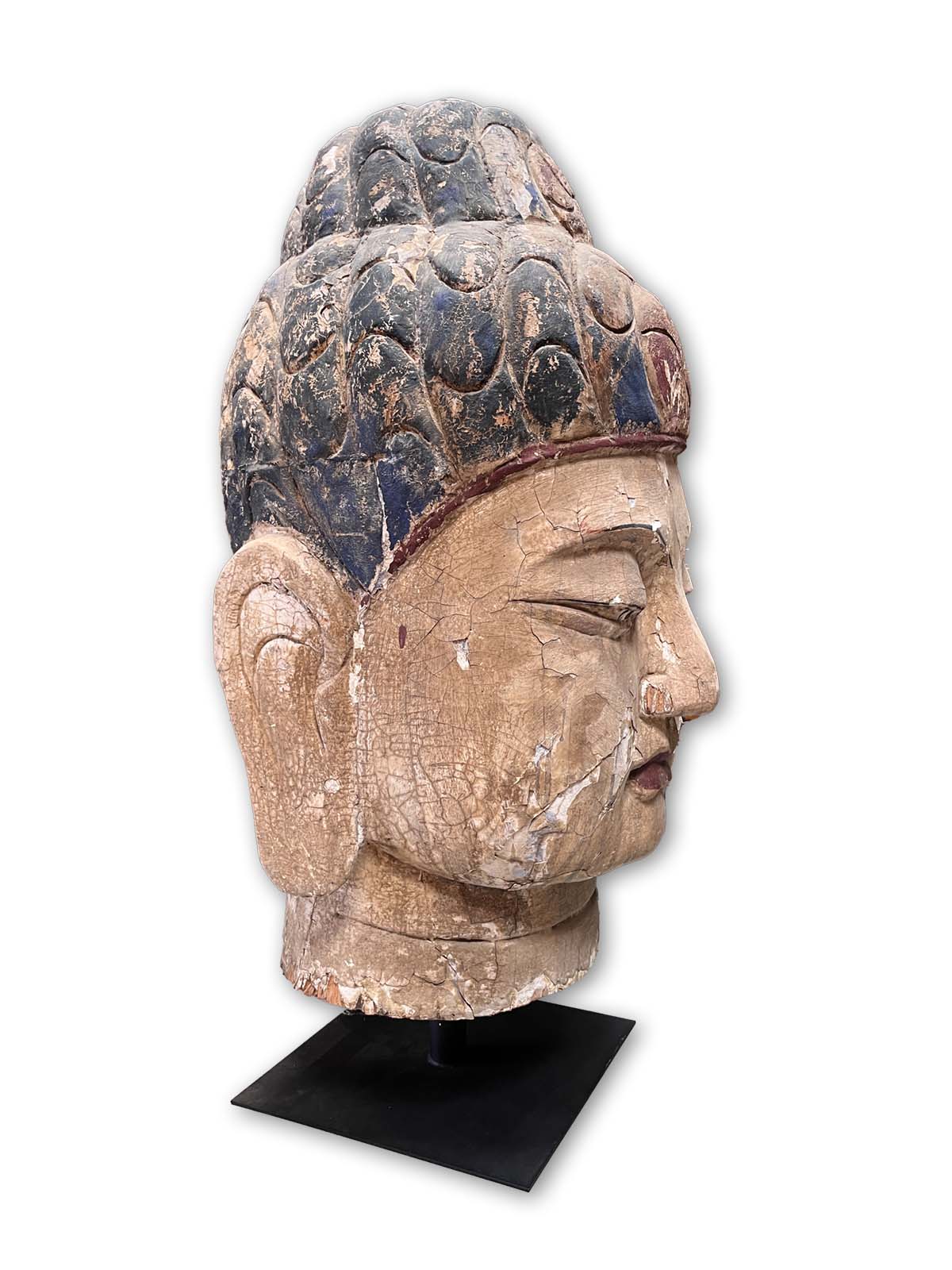 Buddha Kopf Holz Skulptur China - 120cm
