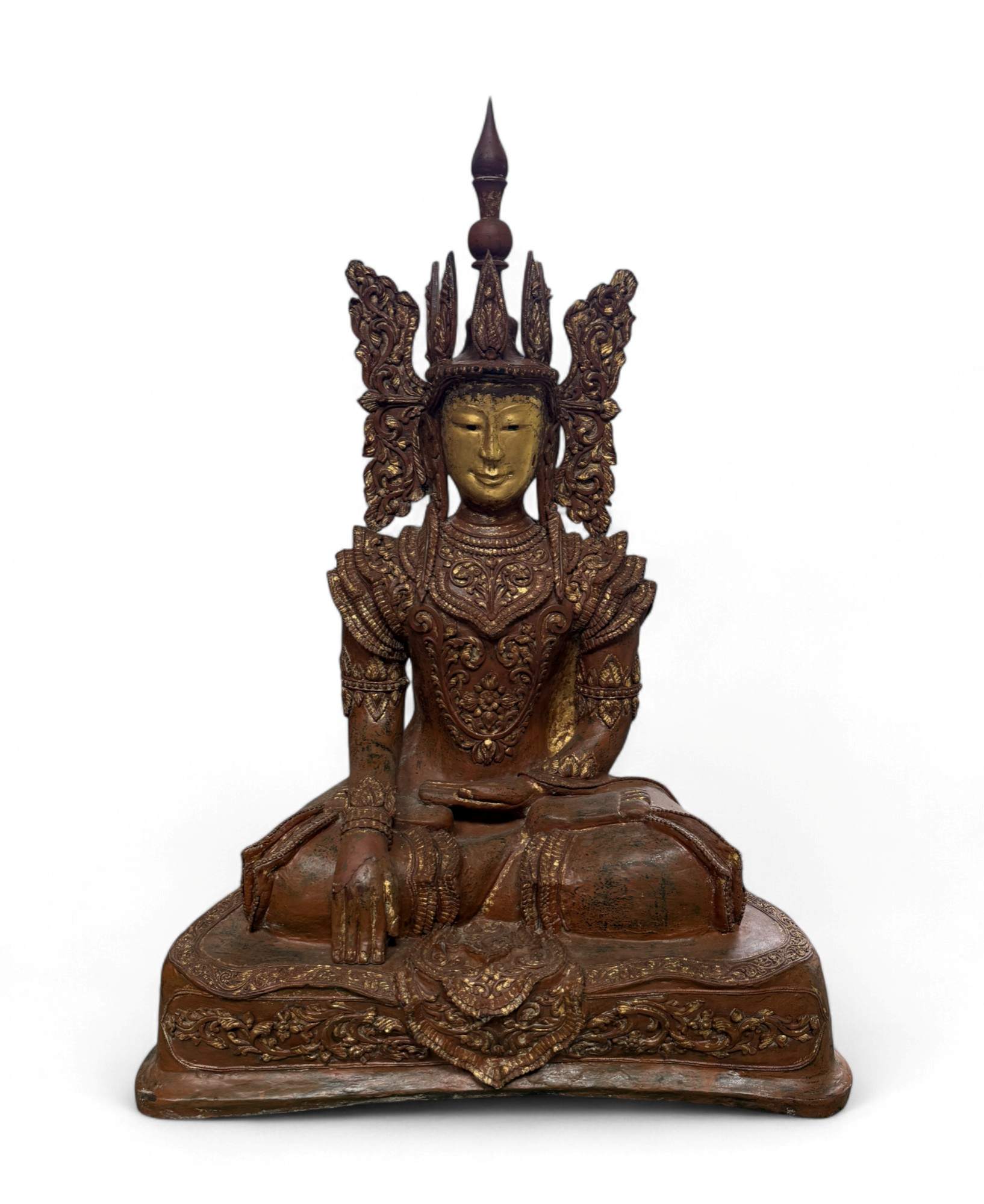 Alte Buddha Statue aus Burma Jambupati Lacquerware Skulptur